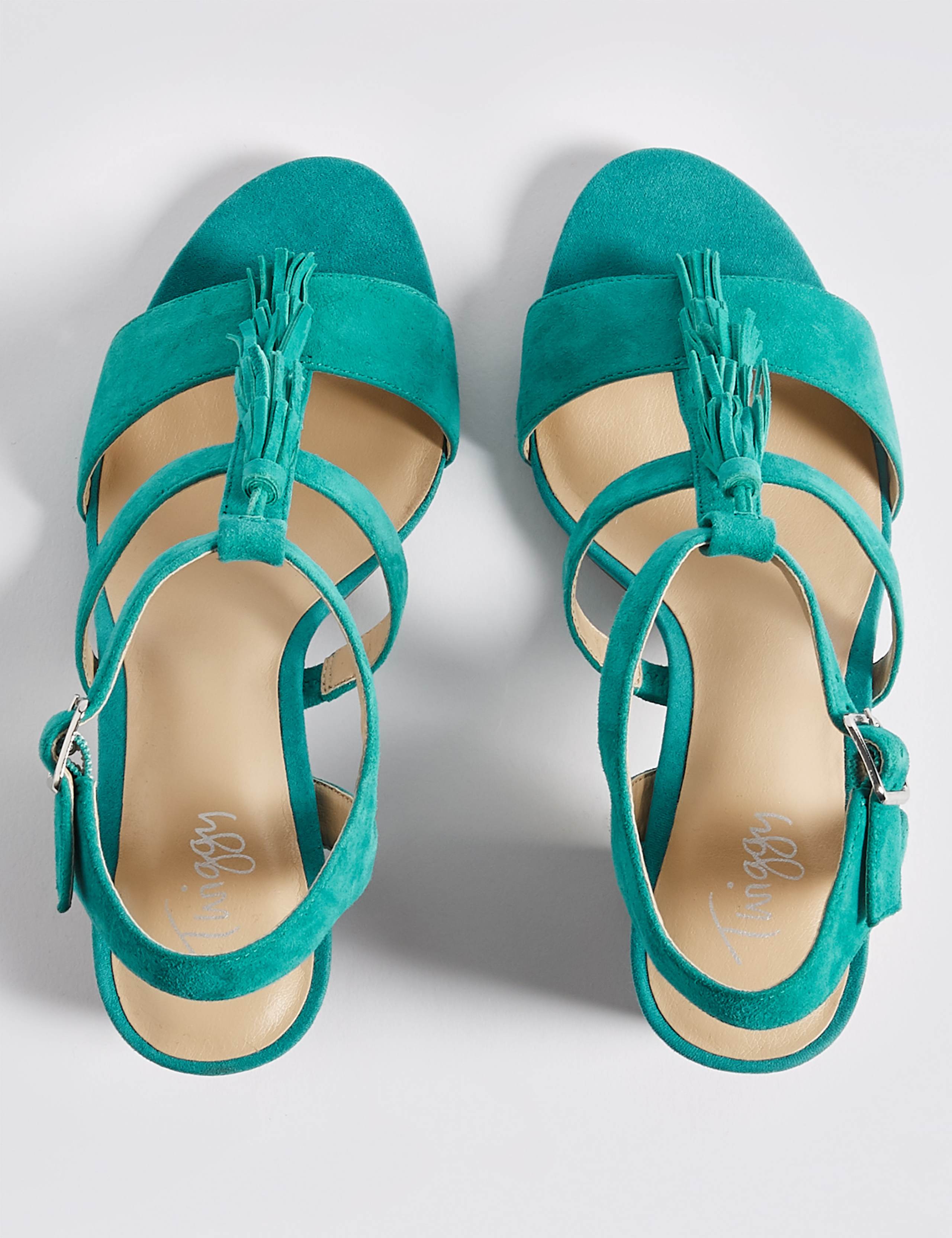 Suede Block Heel Tassel Sandals 4 of 6