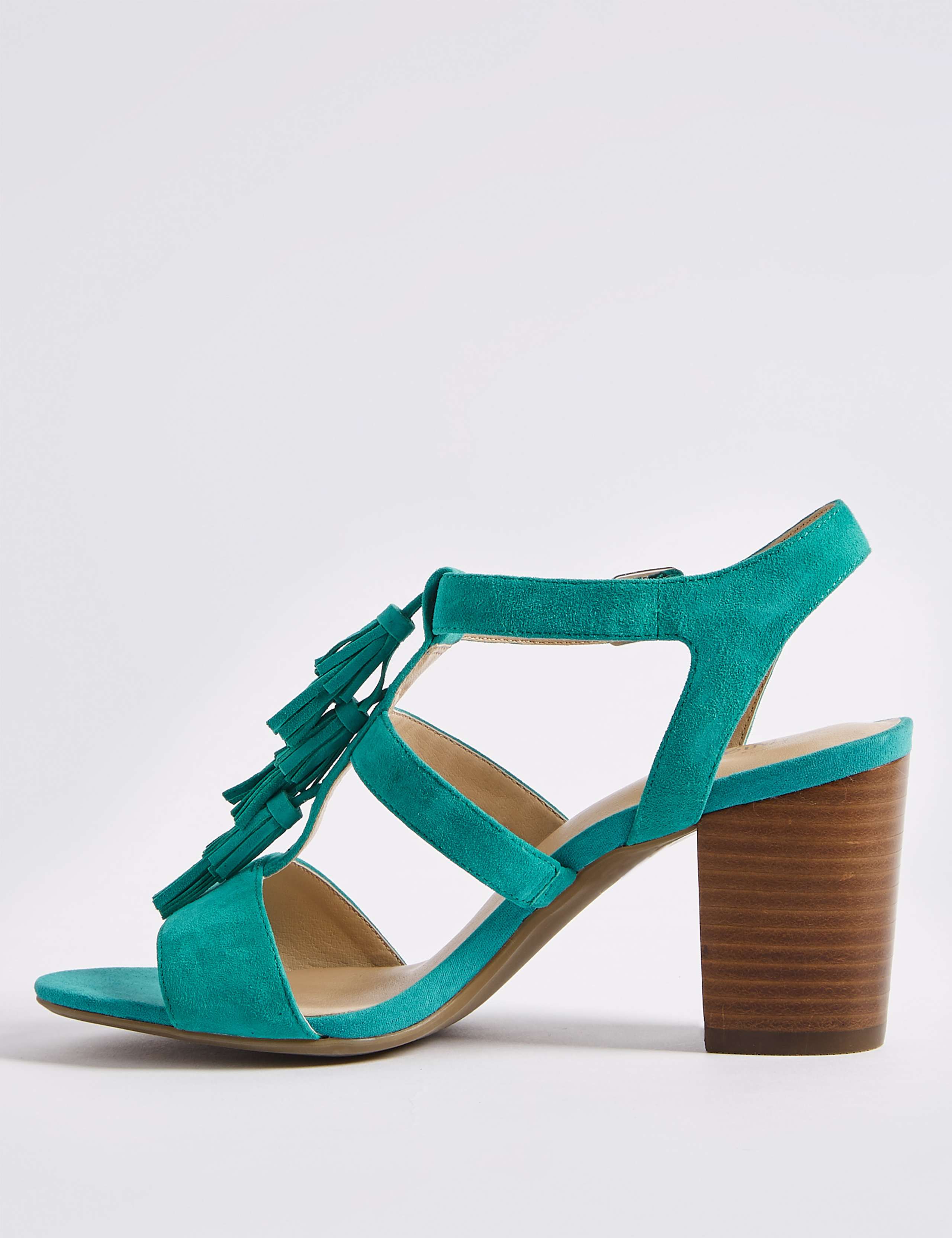 Suede Block Heel Tassel Sandals 5 of 6