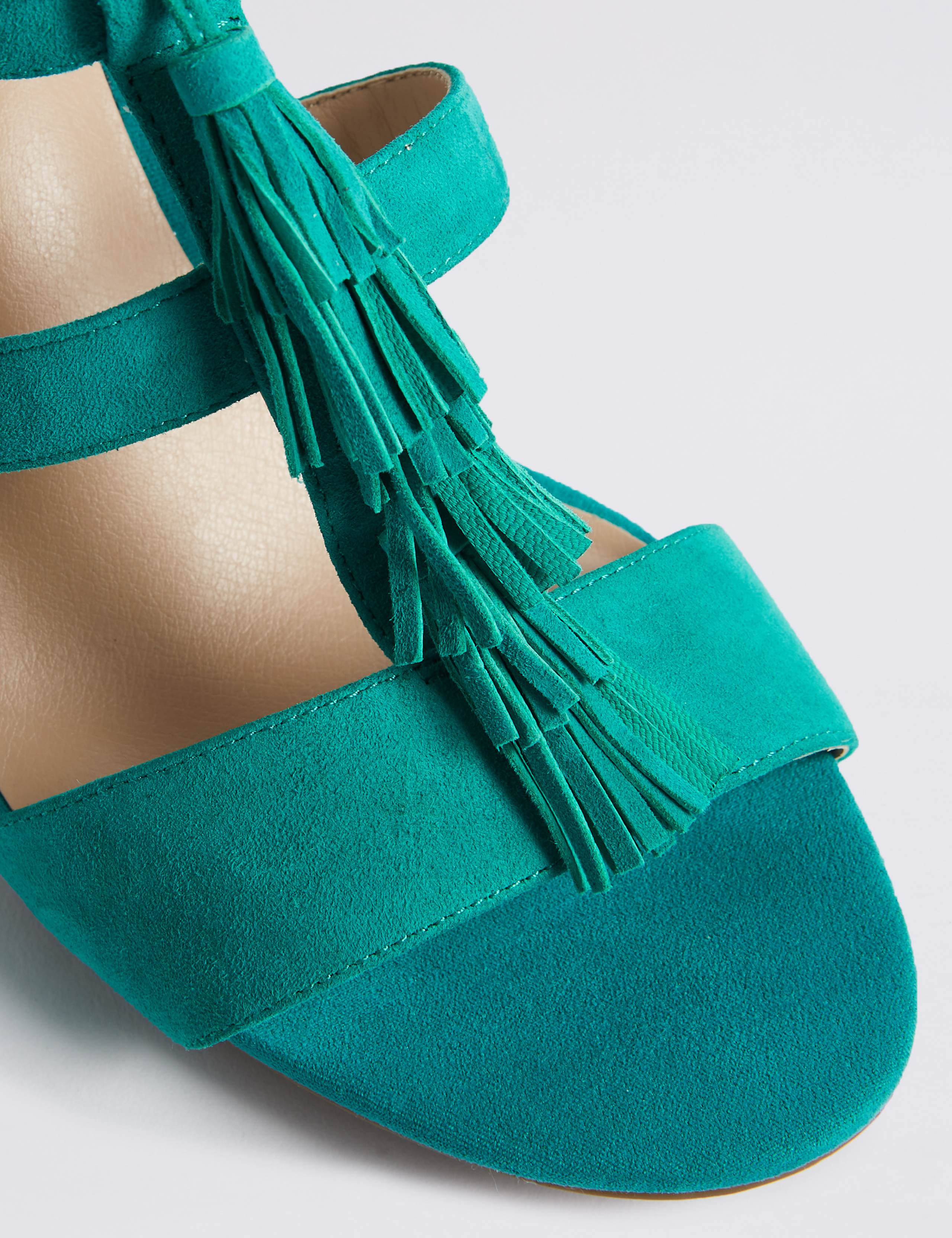 Suede Block Heel Tassel Sandals 6 of 6