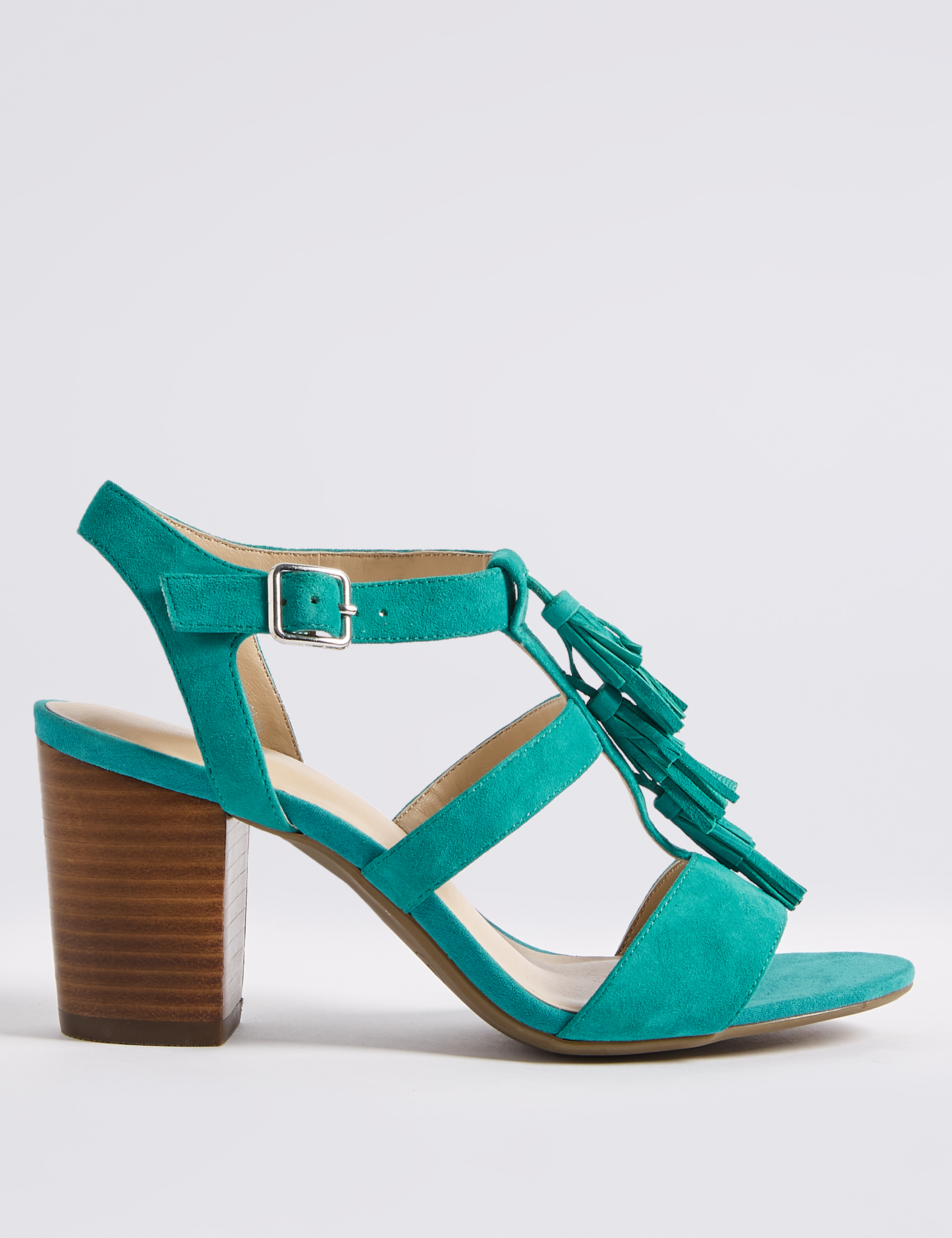 Suede Block Heel Tassel Sandals 2 of 6