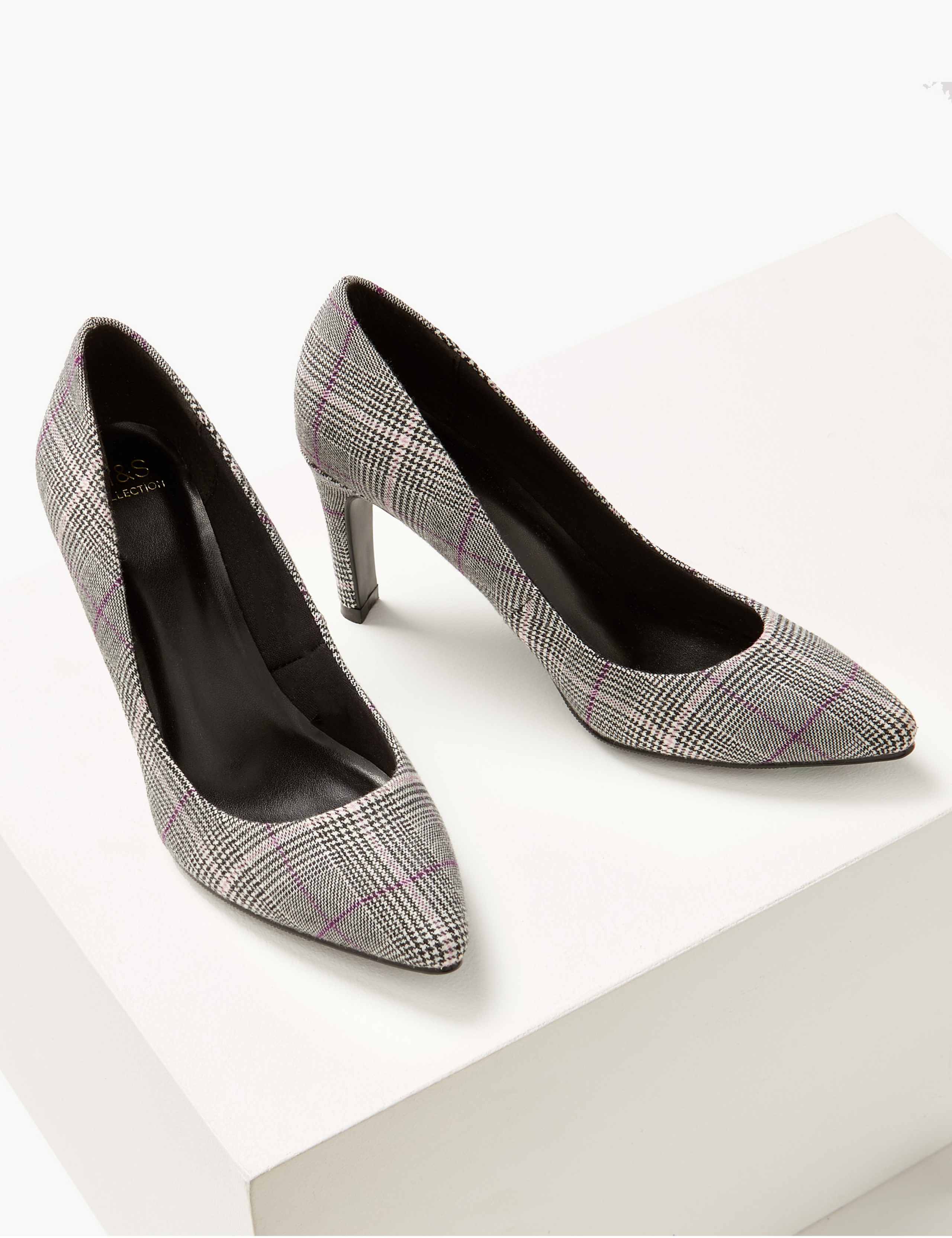 Stiletto Heel Checked Pointed Court Shoes 3 of 5