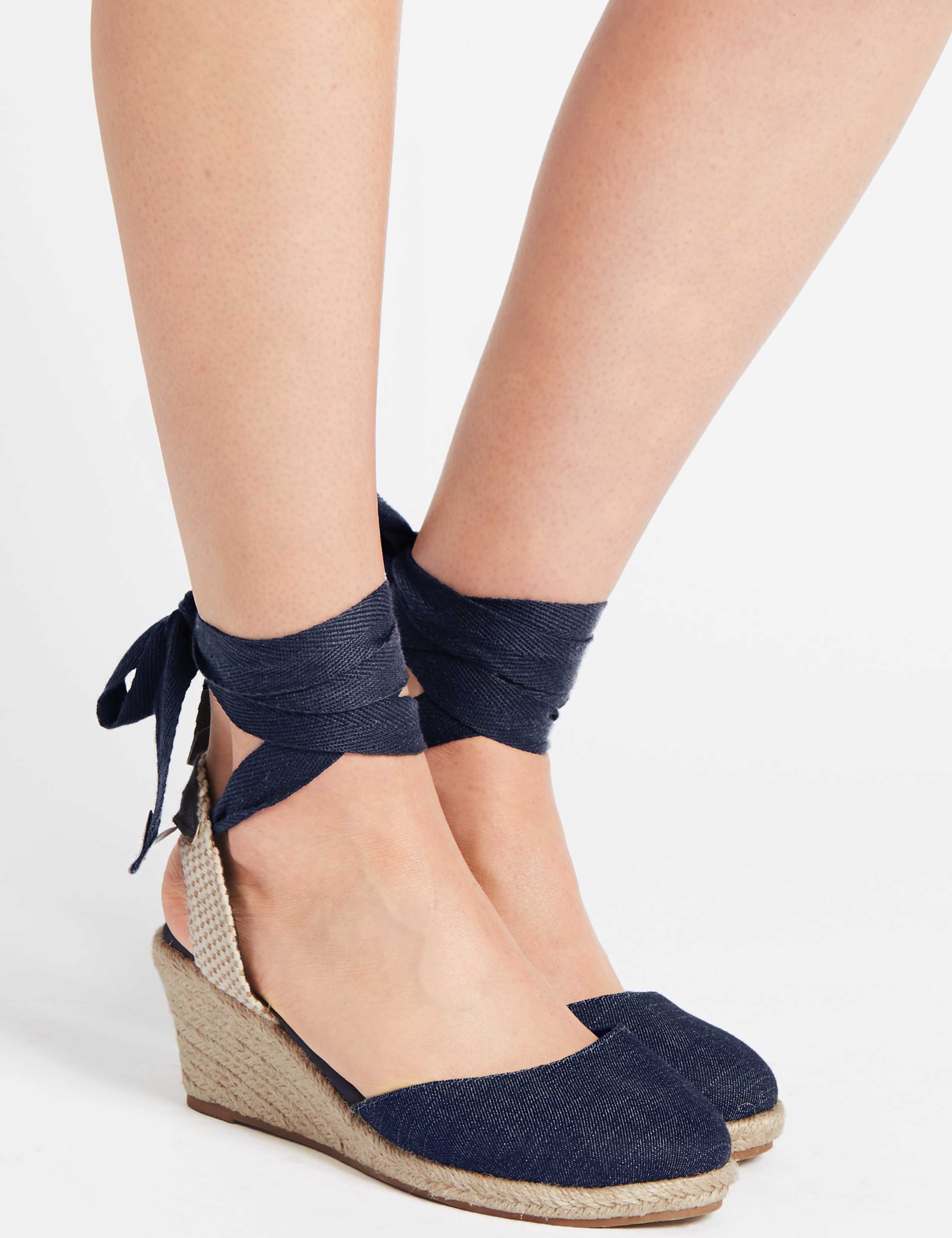 Wide Fit Wedge Heel Lace-up Espadrilles 1 of 5