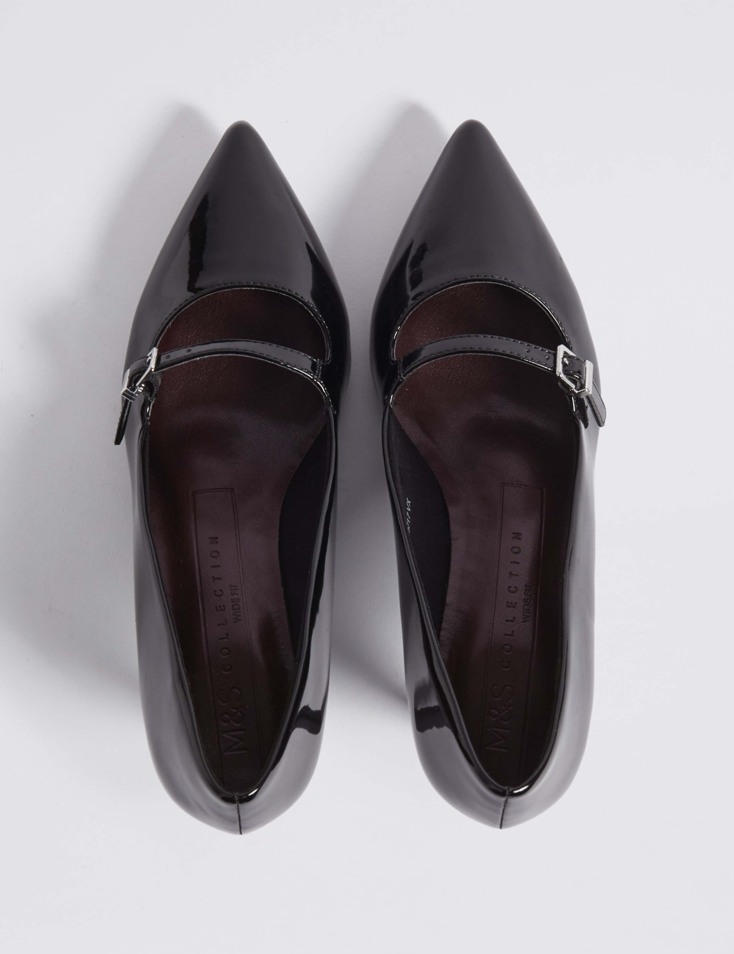Wide Fit Kitten Heel Bar Court Shoes 4 of 6