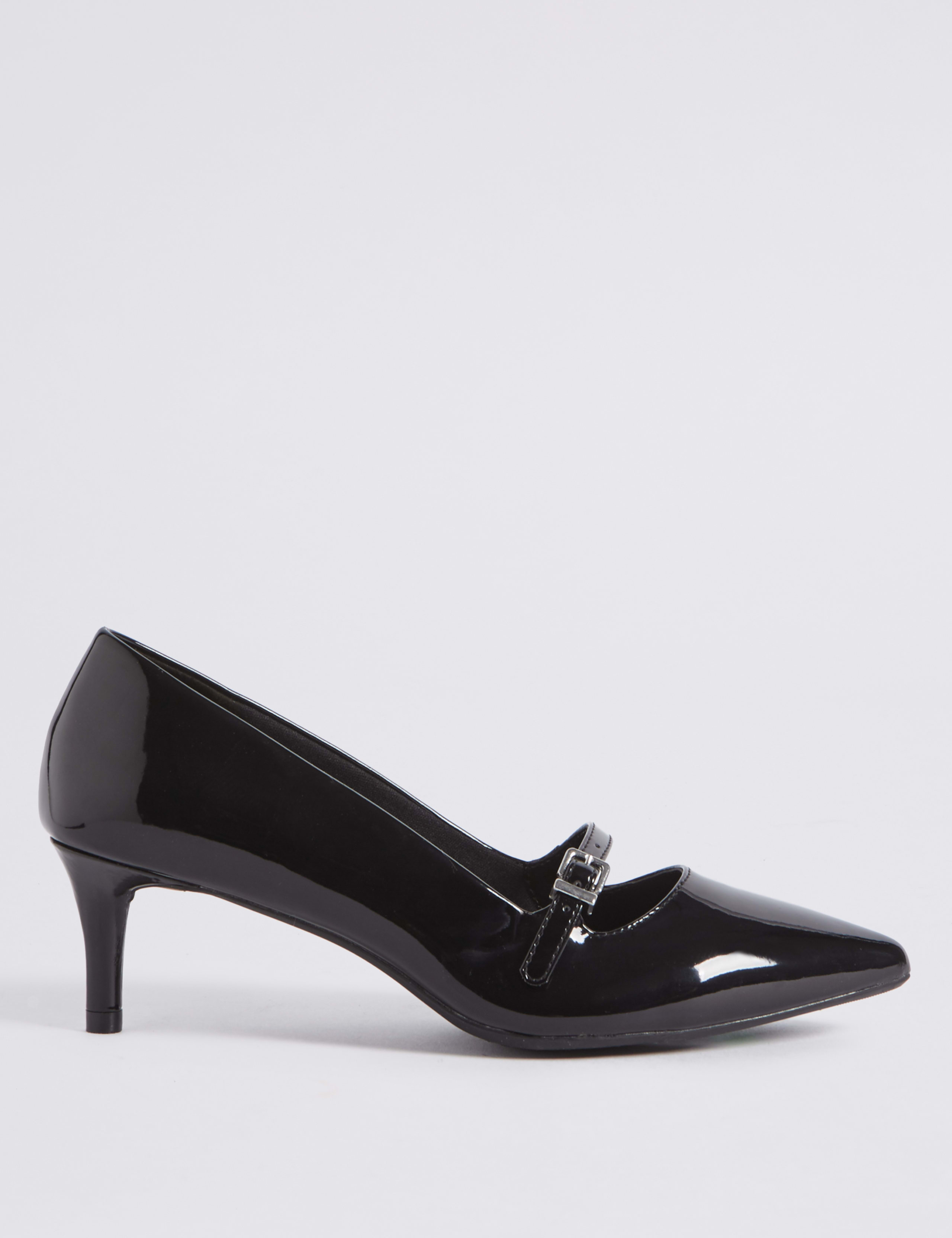 Wide Fit Kitten Heel Bar Court Shoes 2 of 6
