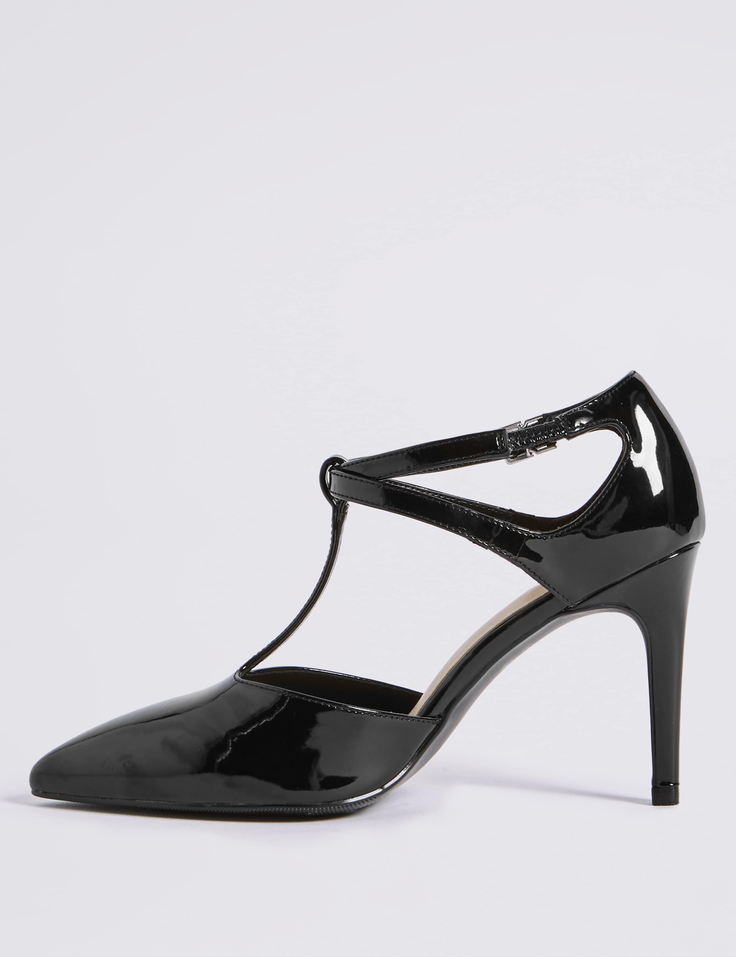 Wide Fit Stiletto Heel T-Bar Court Shoes 5 of 6