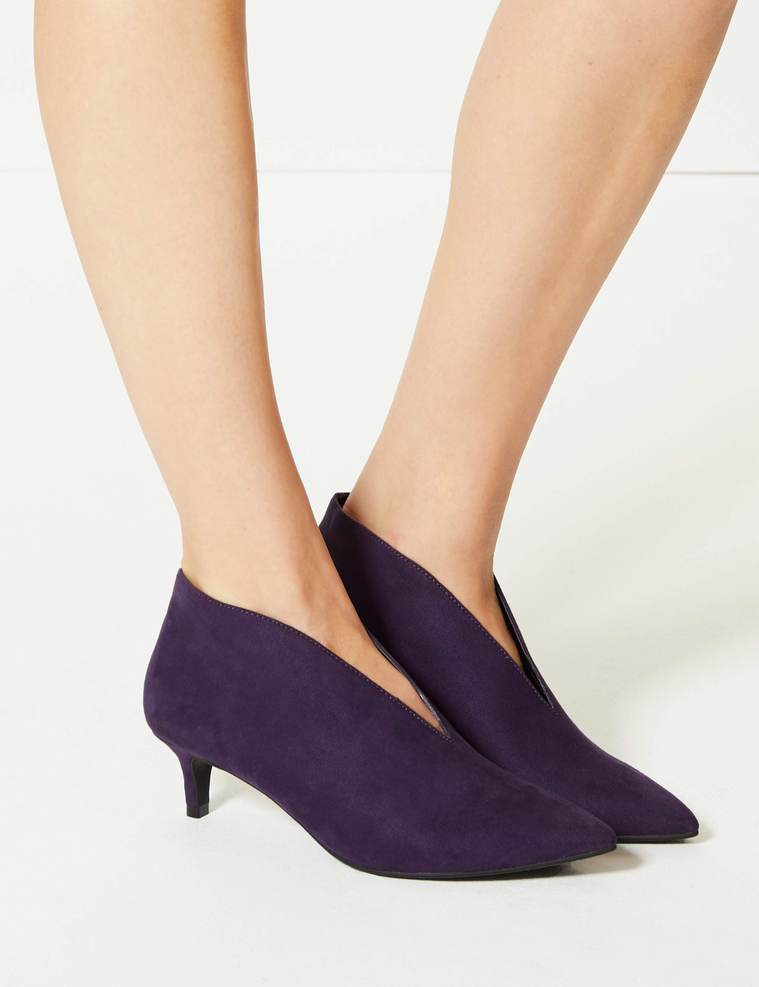 Wide Fit Kitten Heel V-Cut Shoe Boots 1 of 6