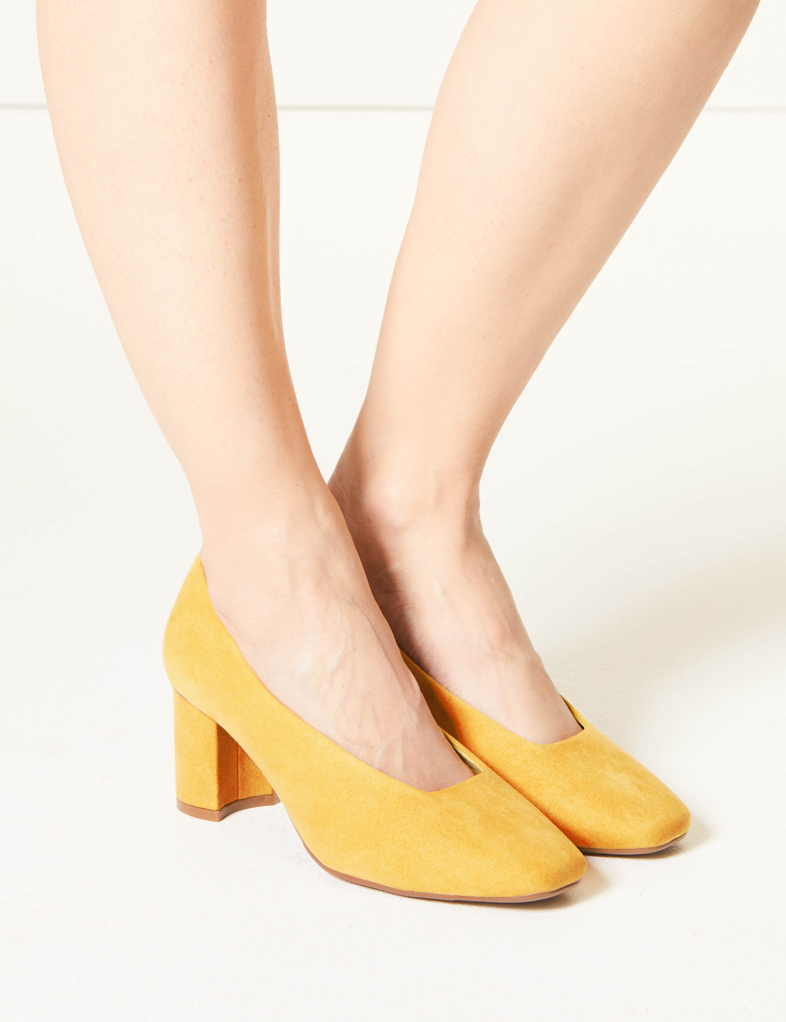 Wide Fit Block Heel Court Shoes M&S Collection M&S IE