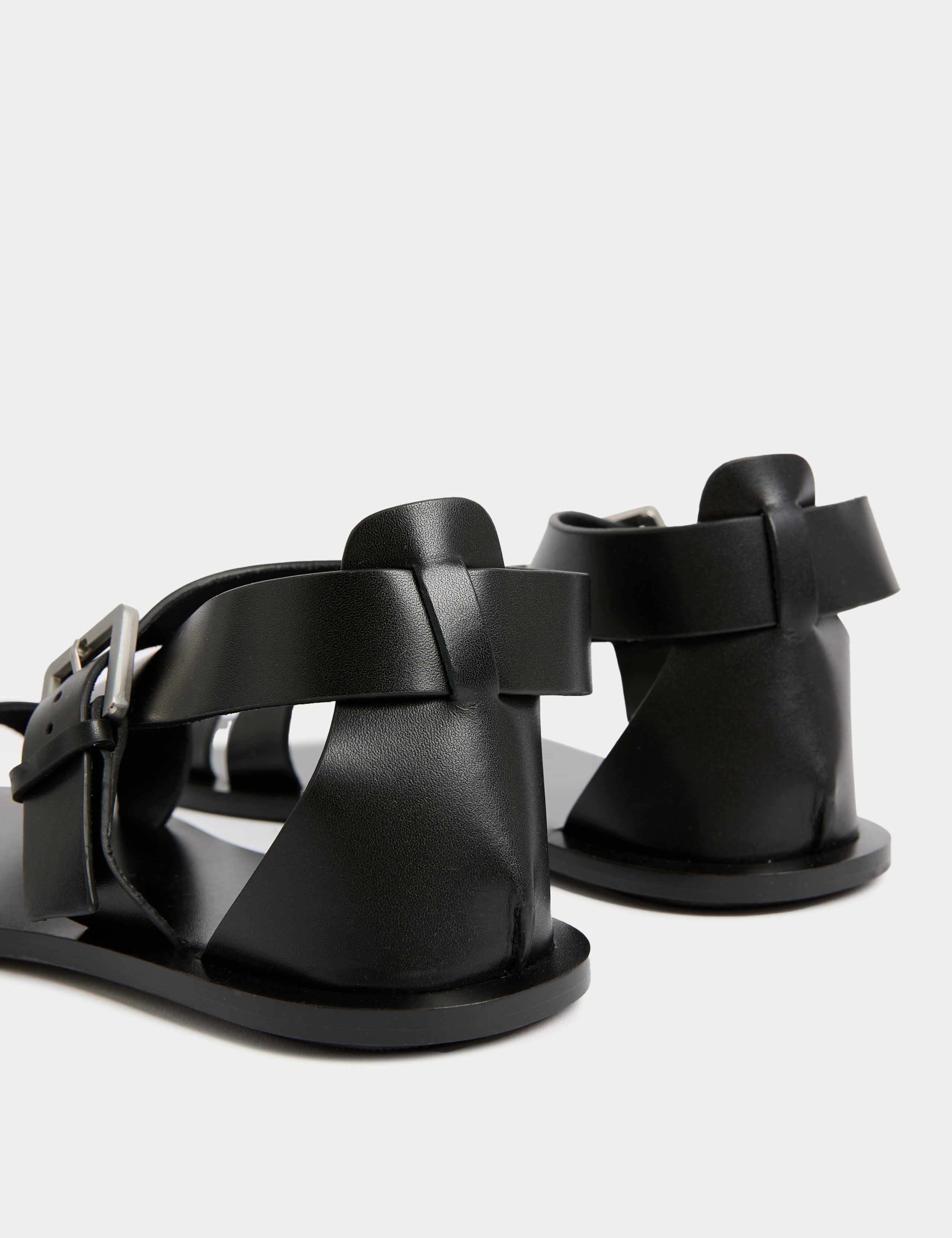 Leather Crossover Ankle Strap Flat Sandals 3 of 3