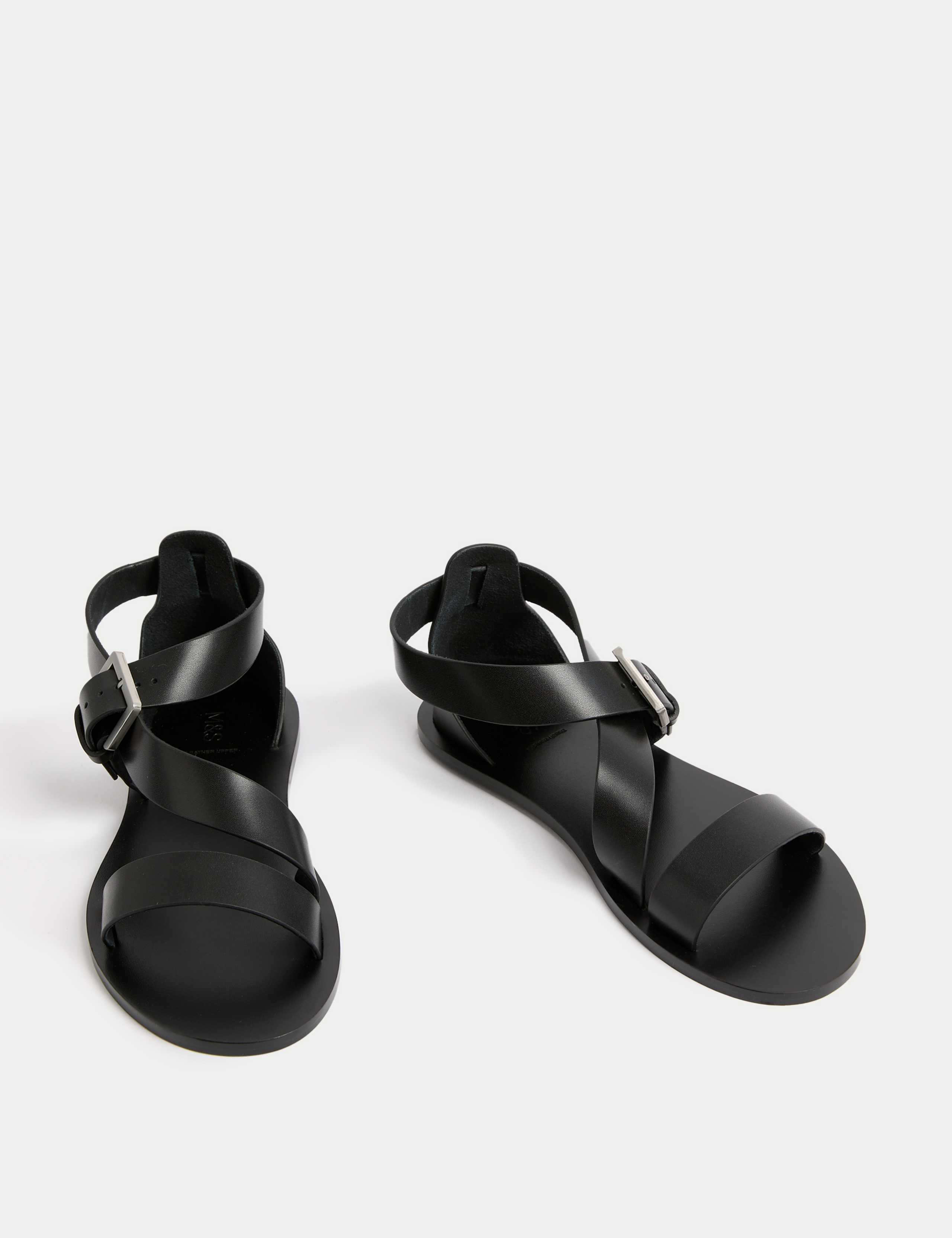 Leather Crossover Ankle Strap Flat Sandals 2 of 3