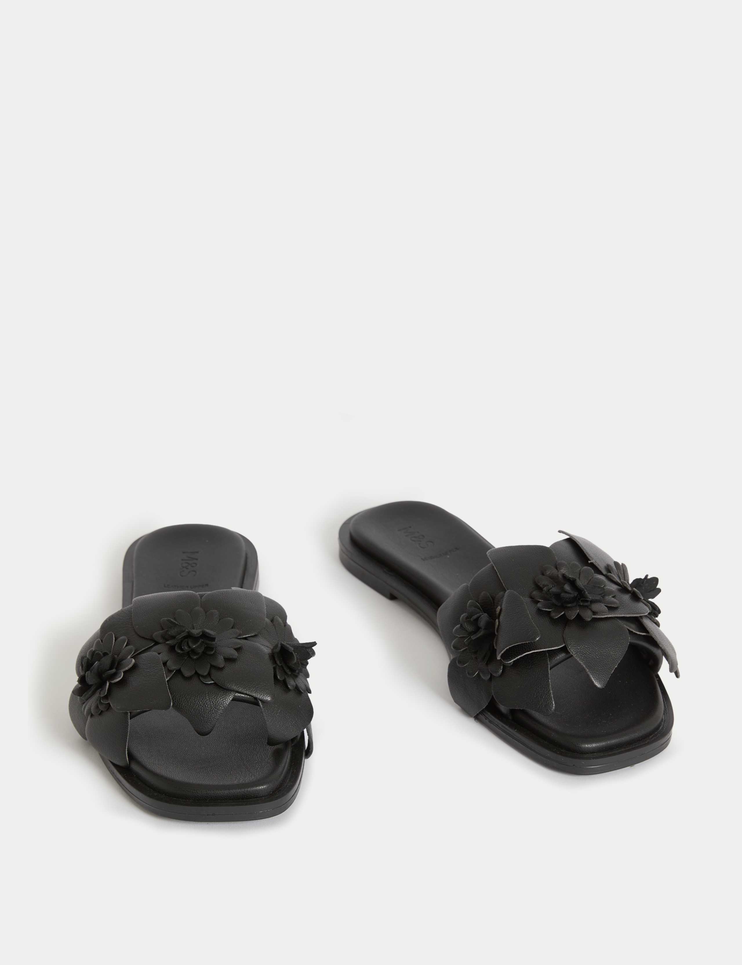 Leather Corsage Flat Mules 2 of 4
