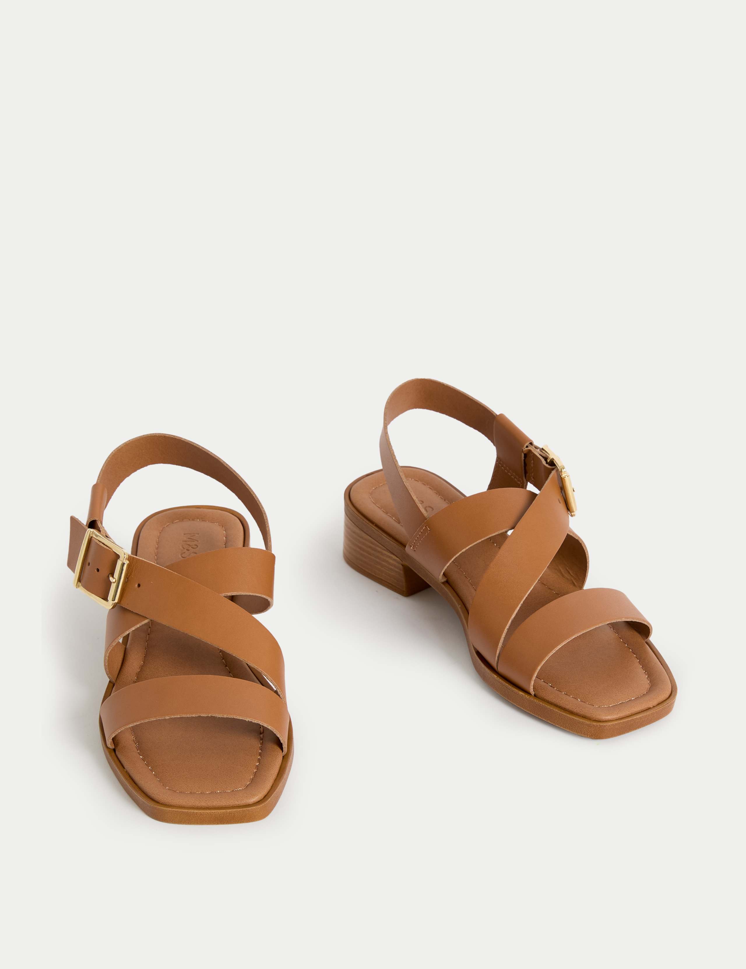 Leather Buckle Strappy Block Heel Sandals 2 of 3