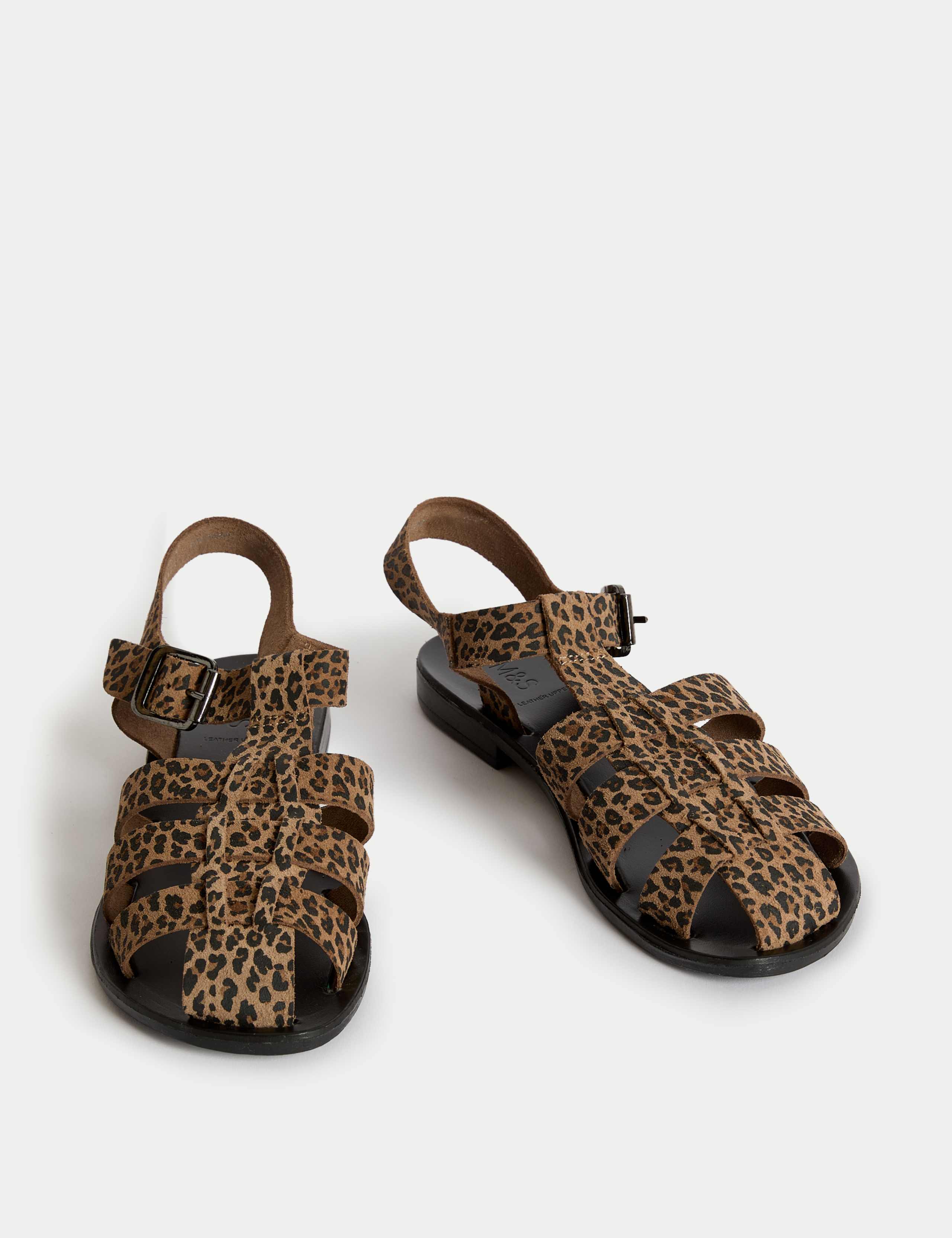 Suede Leopard Print Buckle Flat Sandals 2 of 3