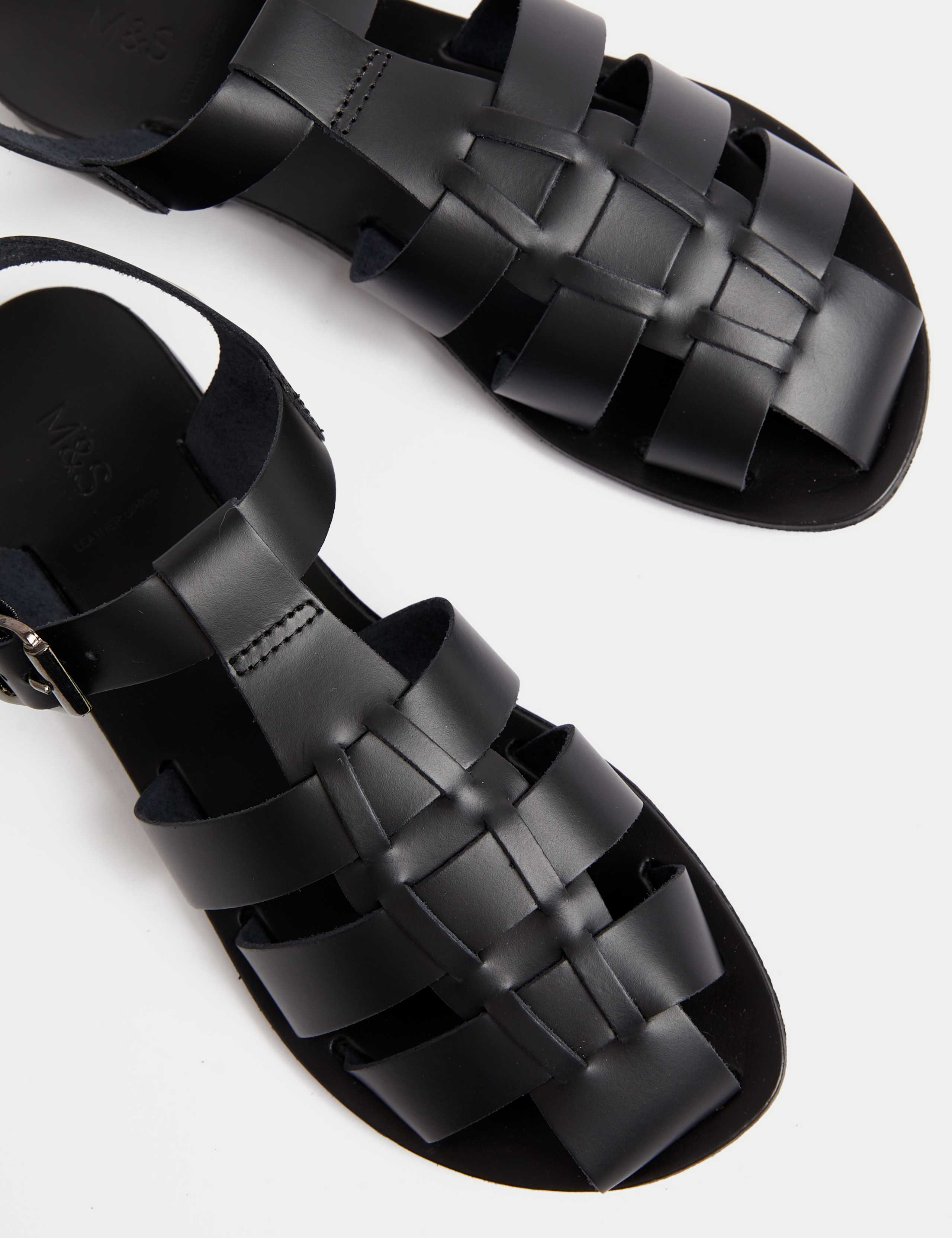 Leather Buckle Ankle Strap Flat Sandal 3 of 3