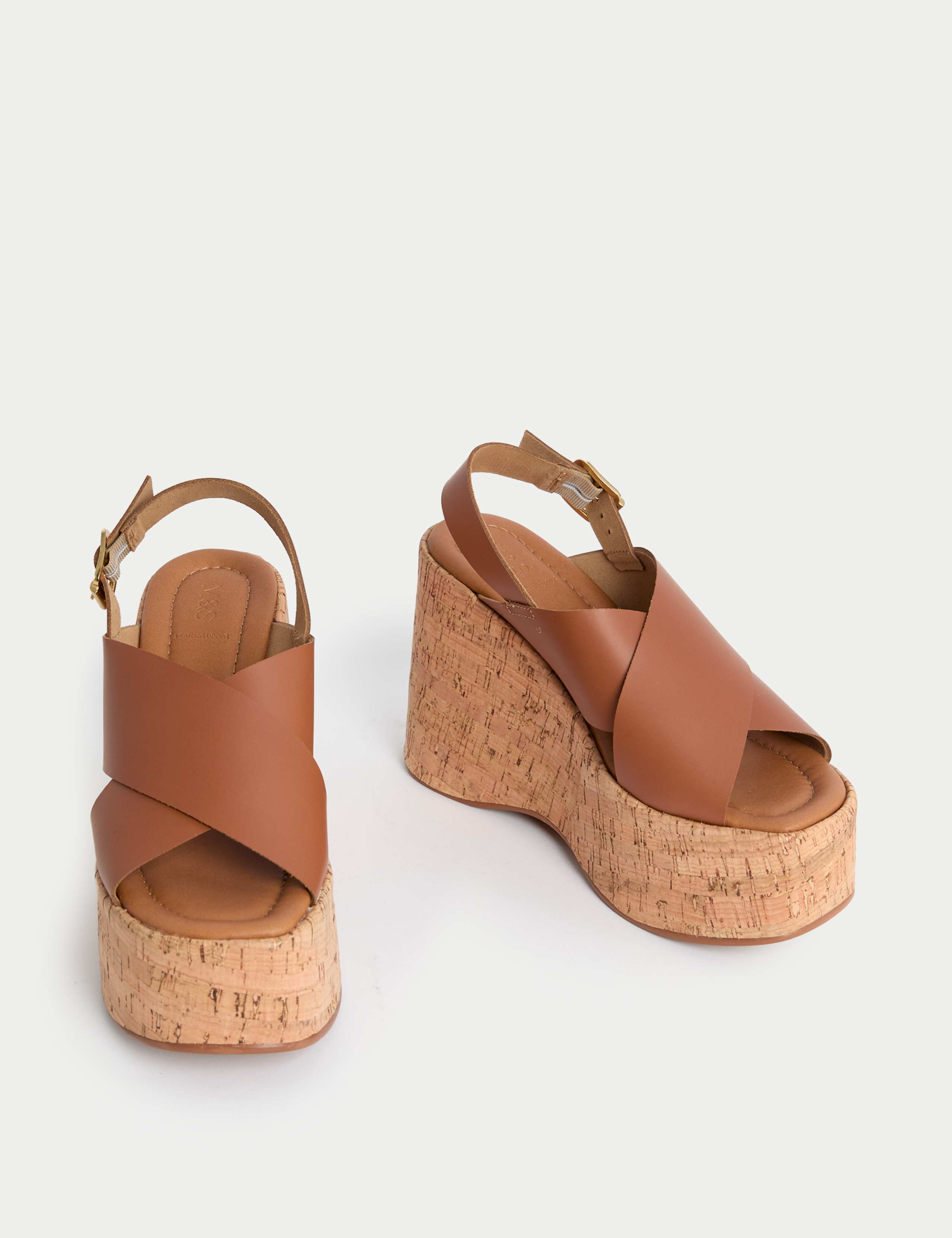 Leather Crossover Ankle Strap Wedge Sandals 2 of 3