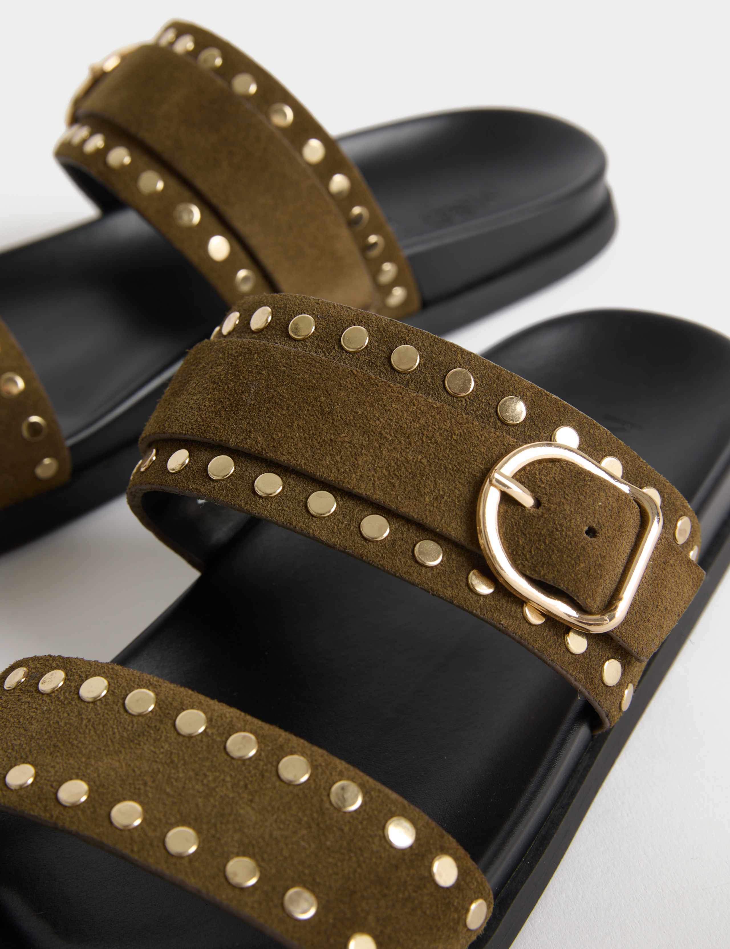 Suede Studded Strappy Footbed Sandals 3 of 3
