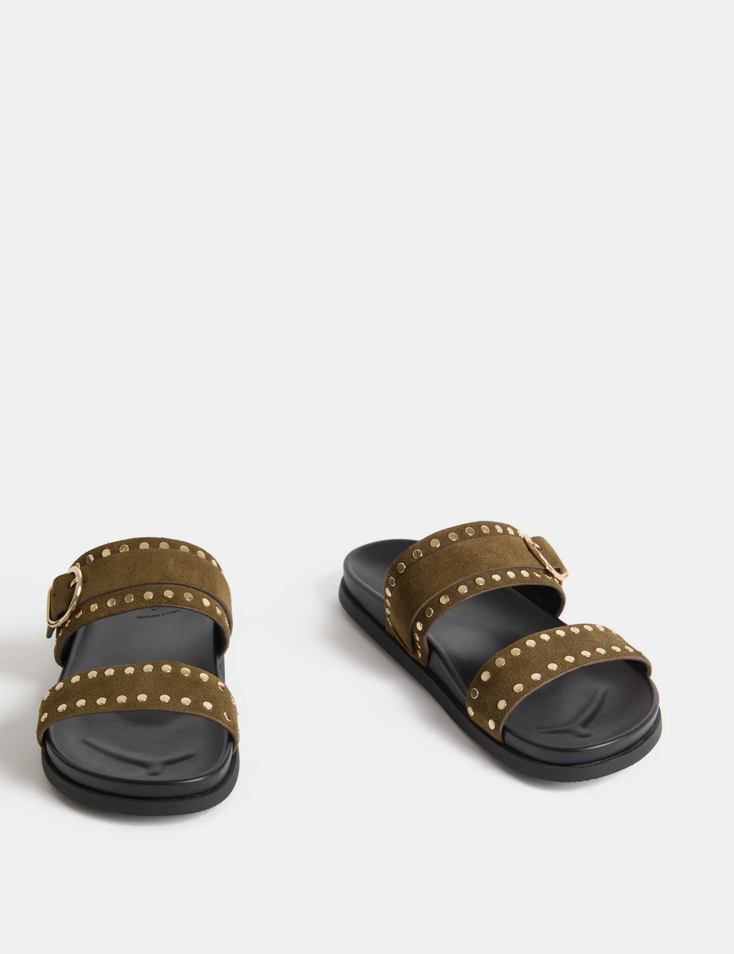 Suede Studded Strappy Footbed Sandals 2 of 3