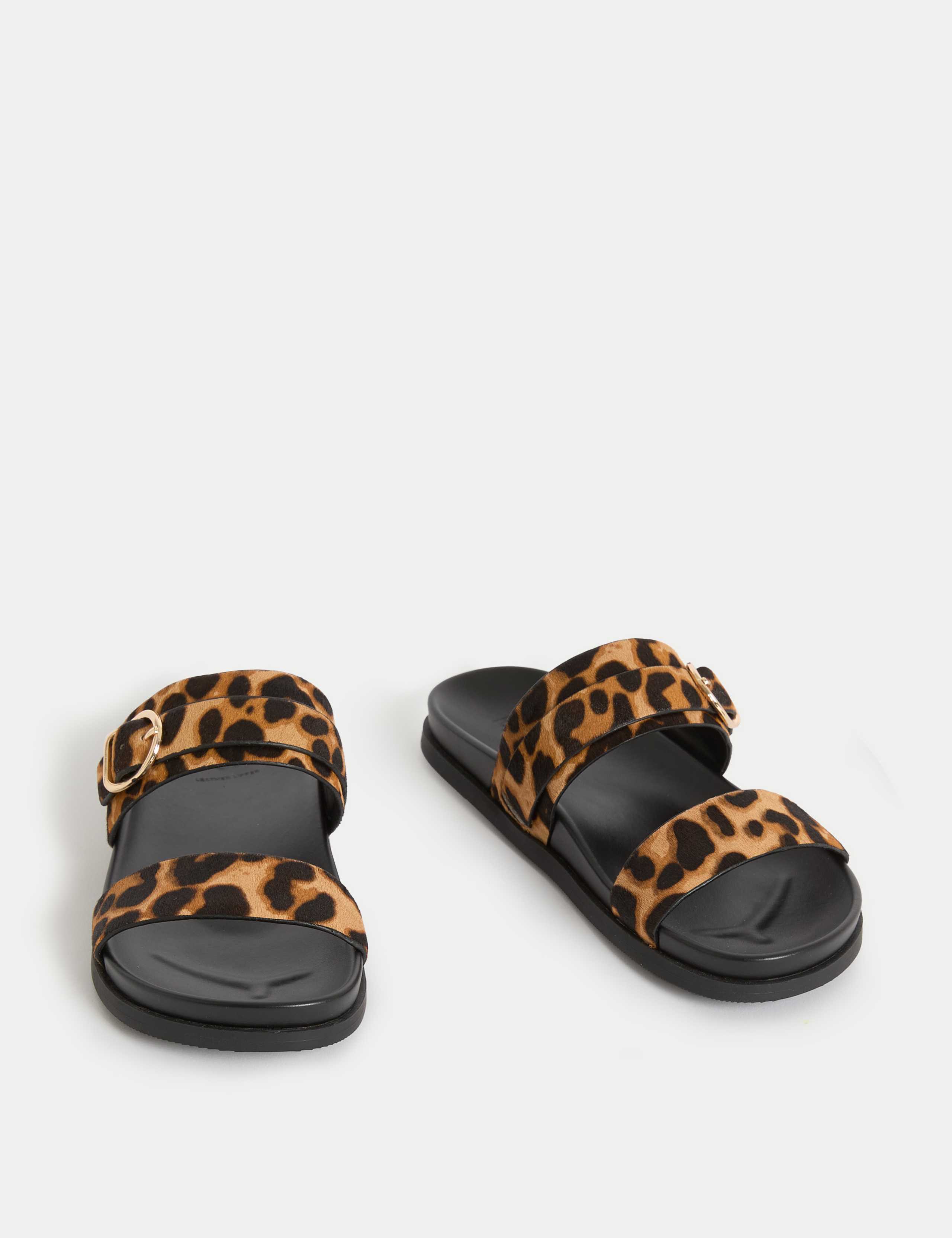 Suede Leopard Print Sandals 2 of 3
