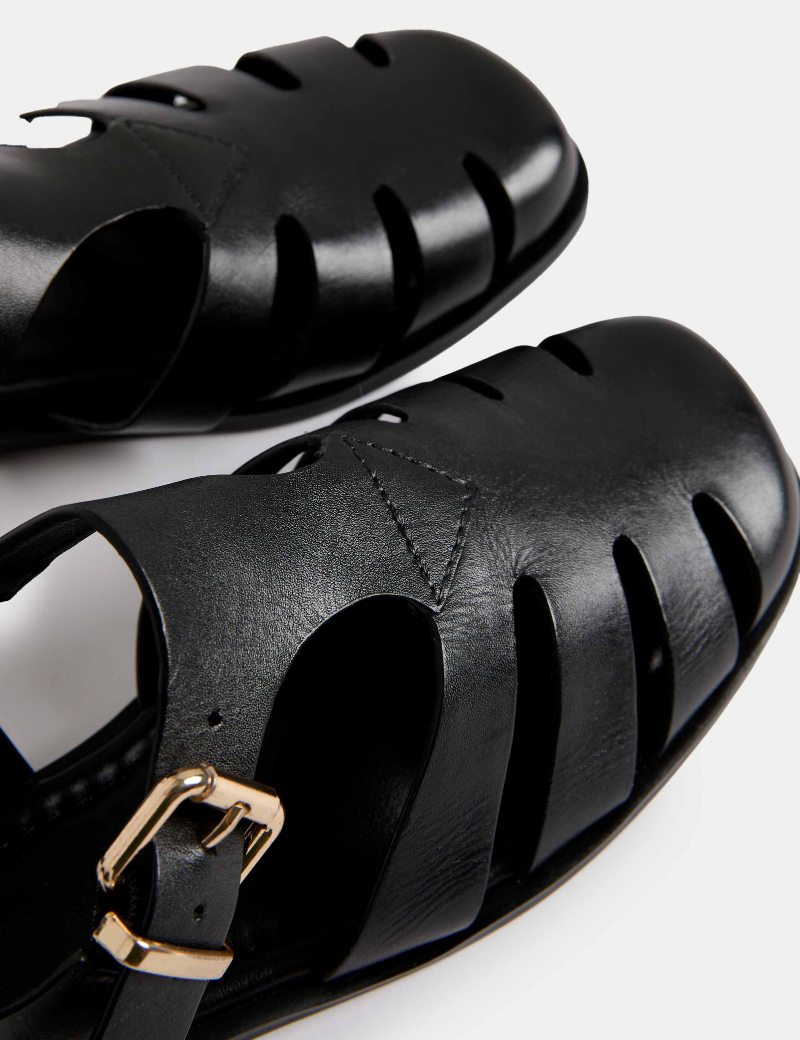 Wide Fit Leather Ankle Strap Flat Sandals 3 of 3