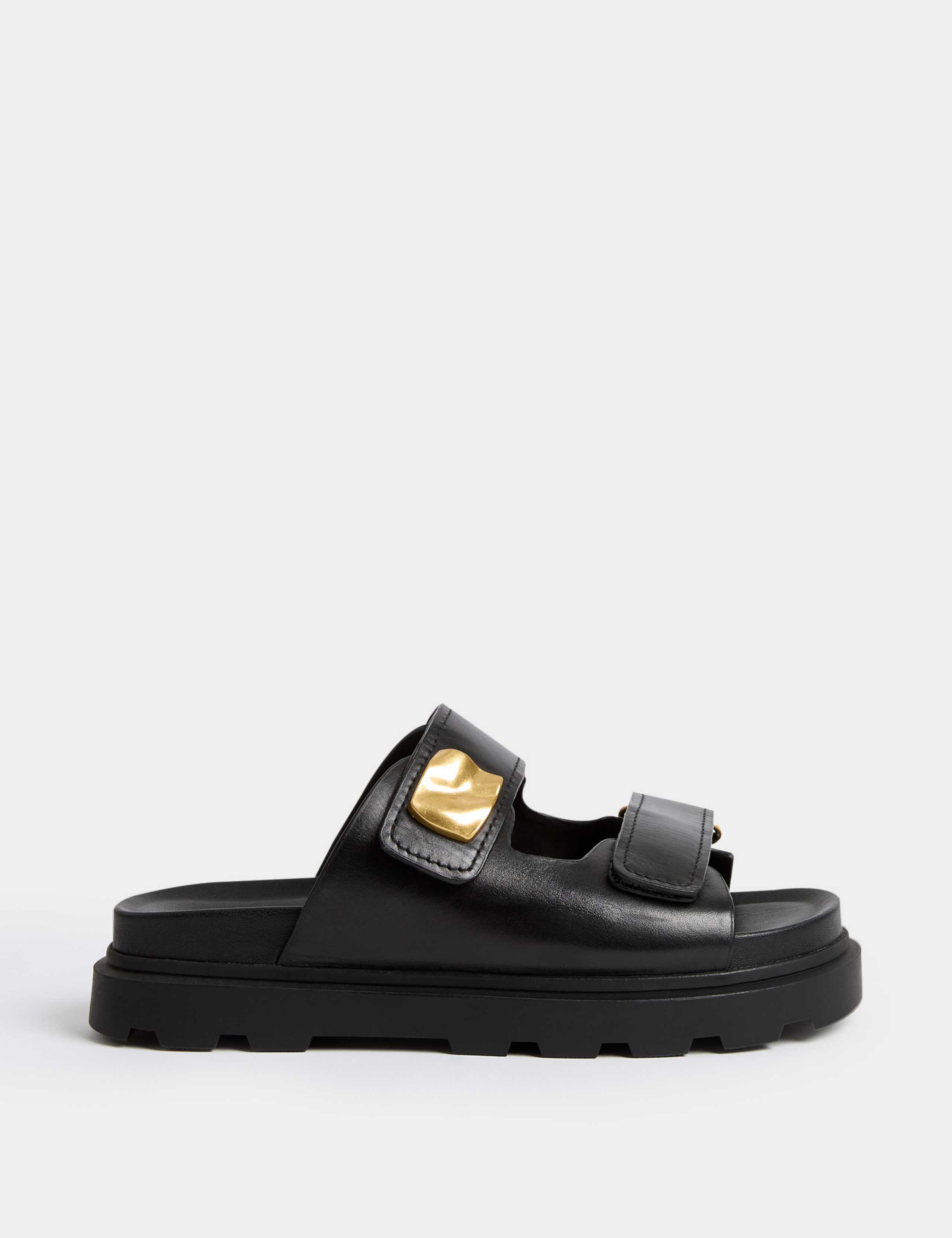 Leather Chunky Flatform Mules 1 of 3