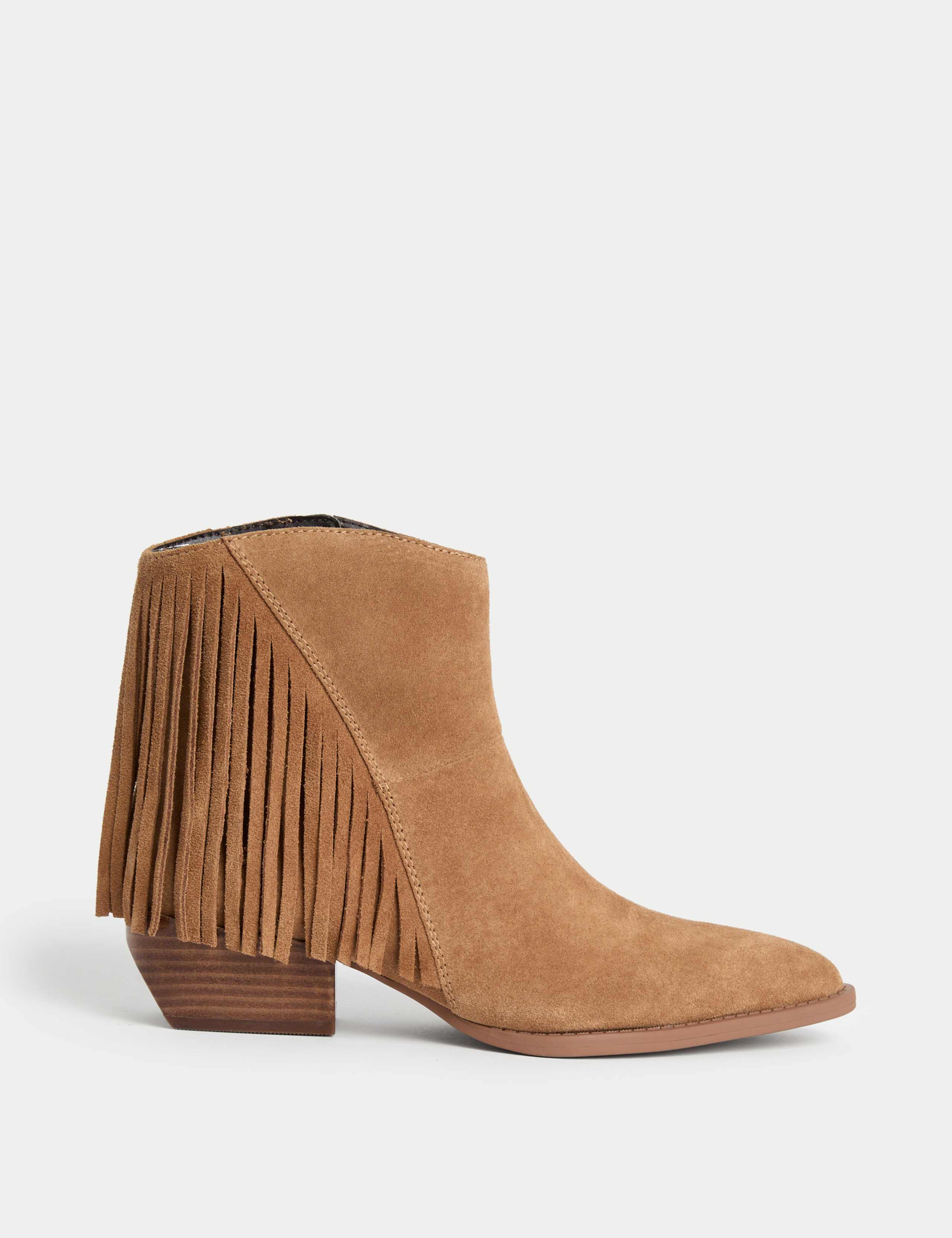 Suede Cowboy Block Heel Pointed Boots 1 of 3