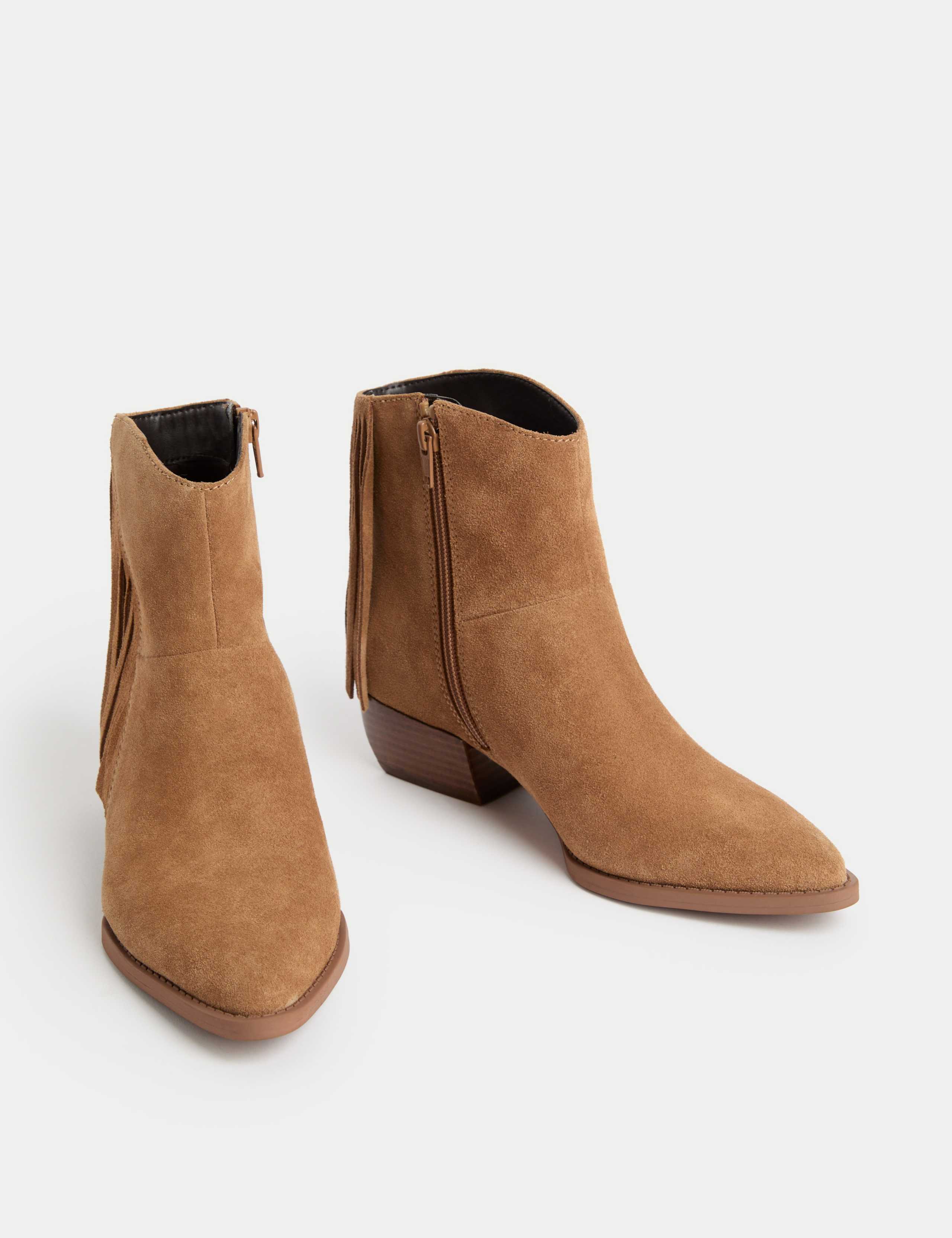 Suede Cowboy Block Heel Pointed Boots 2 of 3