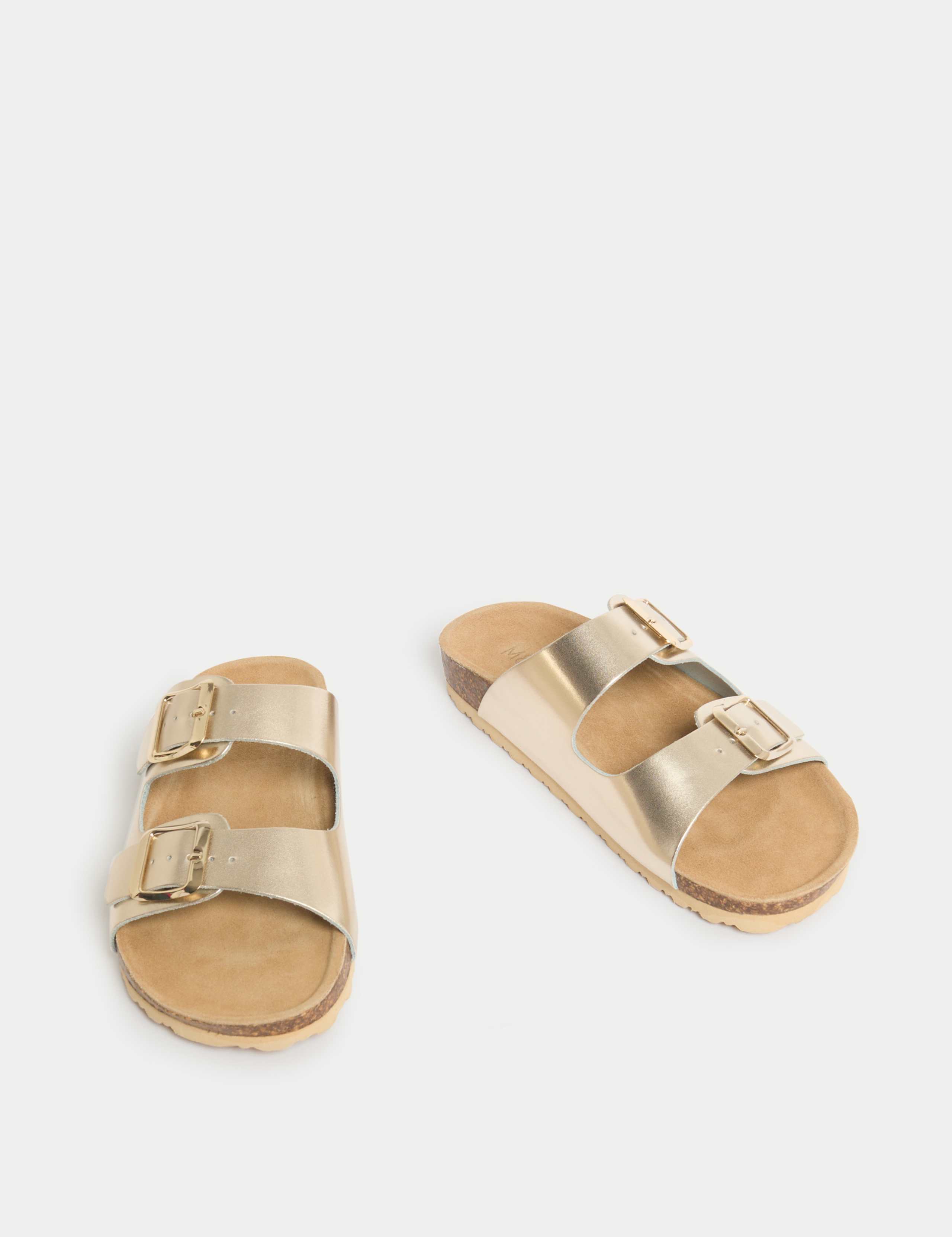 Leather Metallic Buckle Footbed Mules 2 of 3