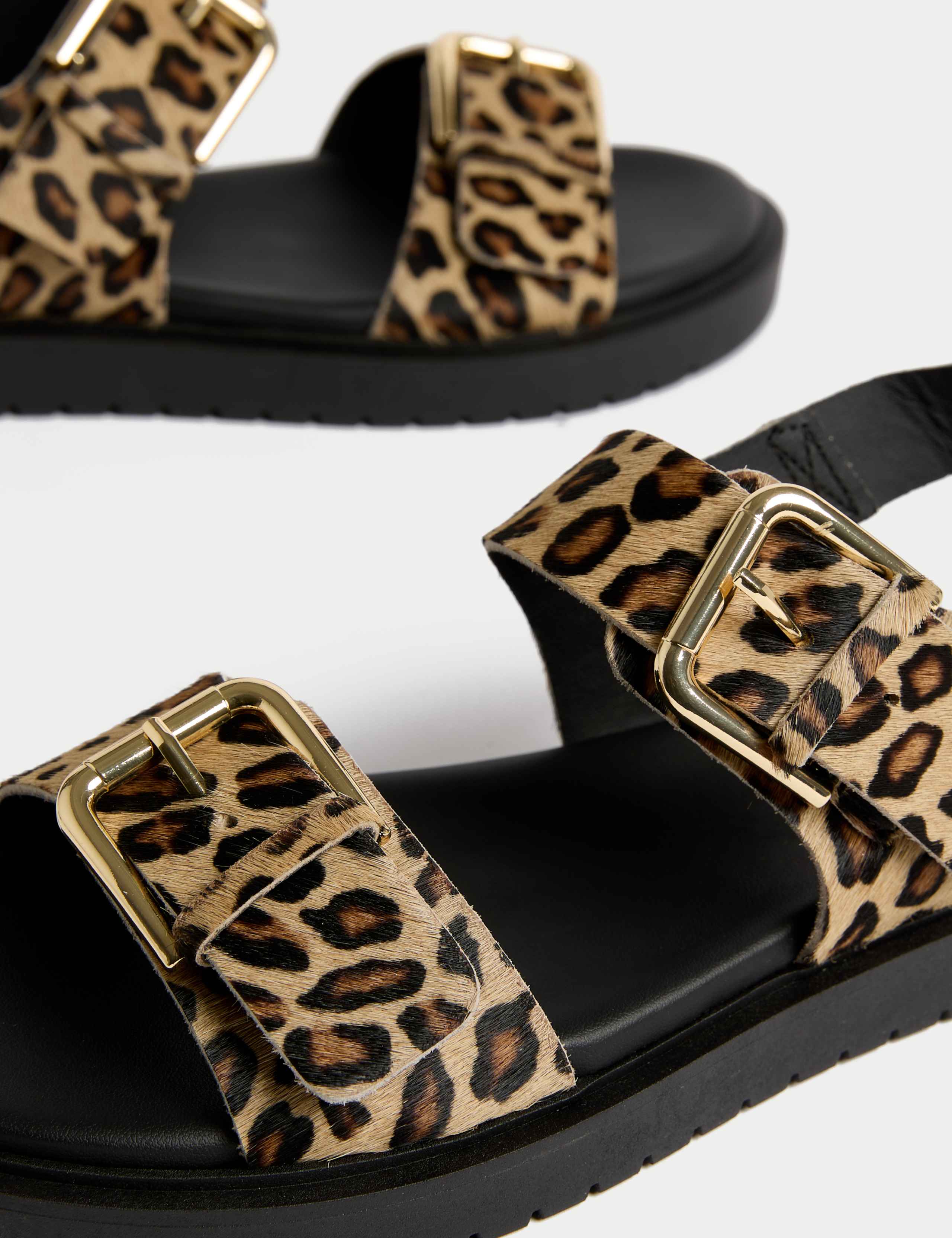 Leather Leopard Print Flatform Sandals 3 of 3