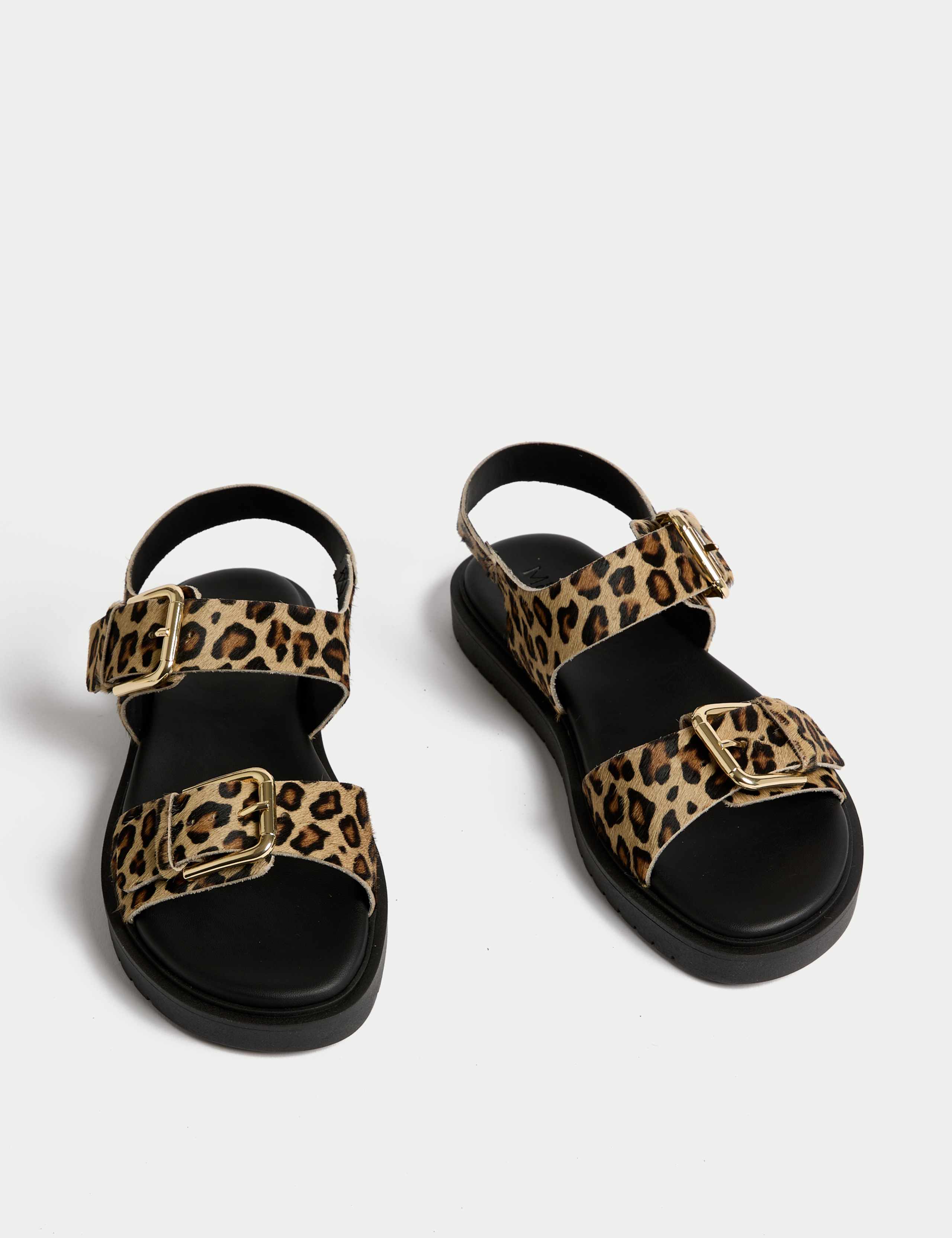 Leather Leopard Print Flatform Sandals 2 of 3