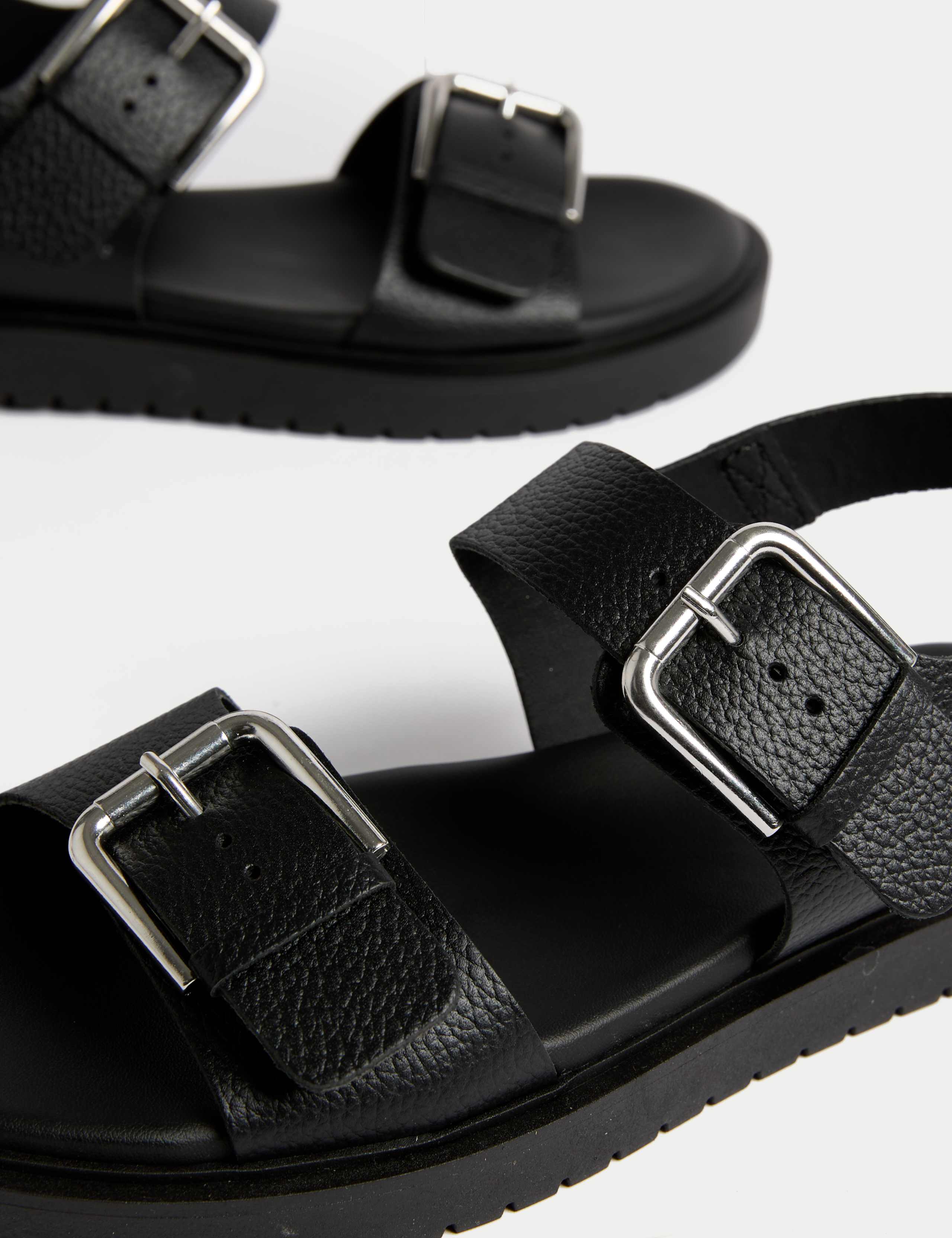 Leather Buckle Flatform Sandals 3 of 3