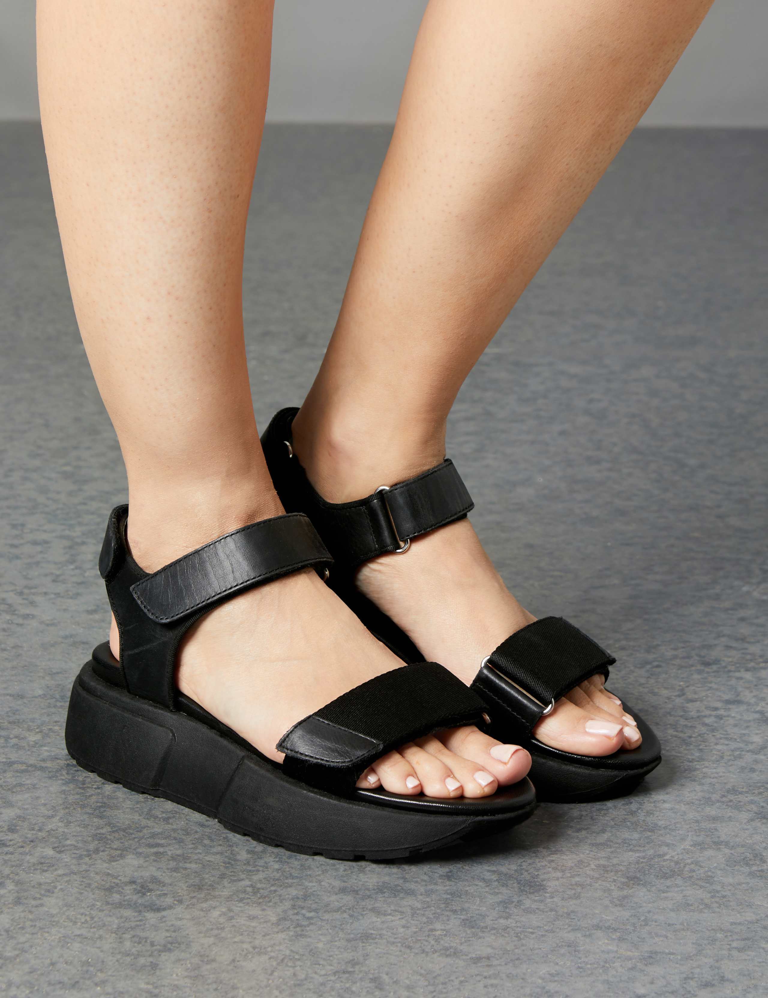 Leather Flatform Two Band Sandals 1 of 4