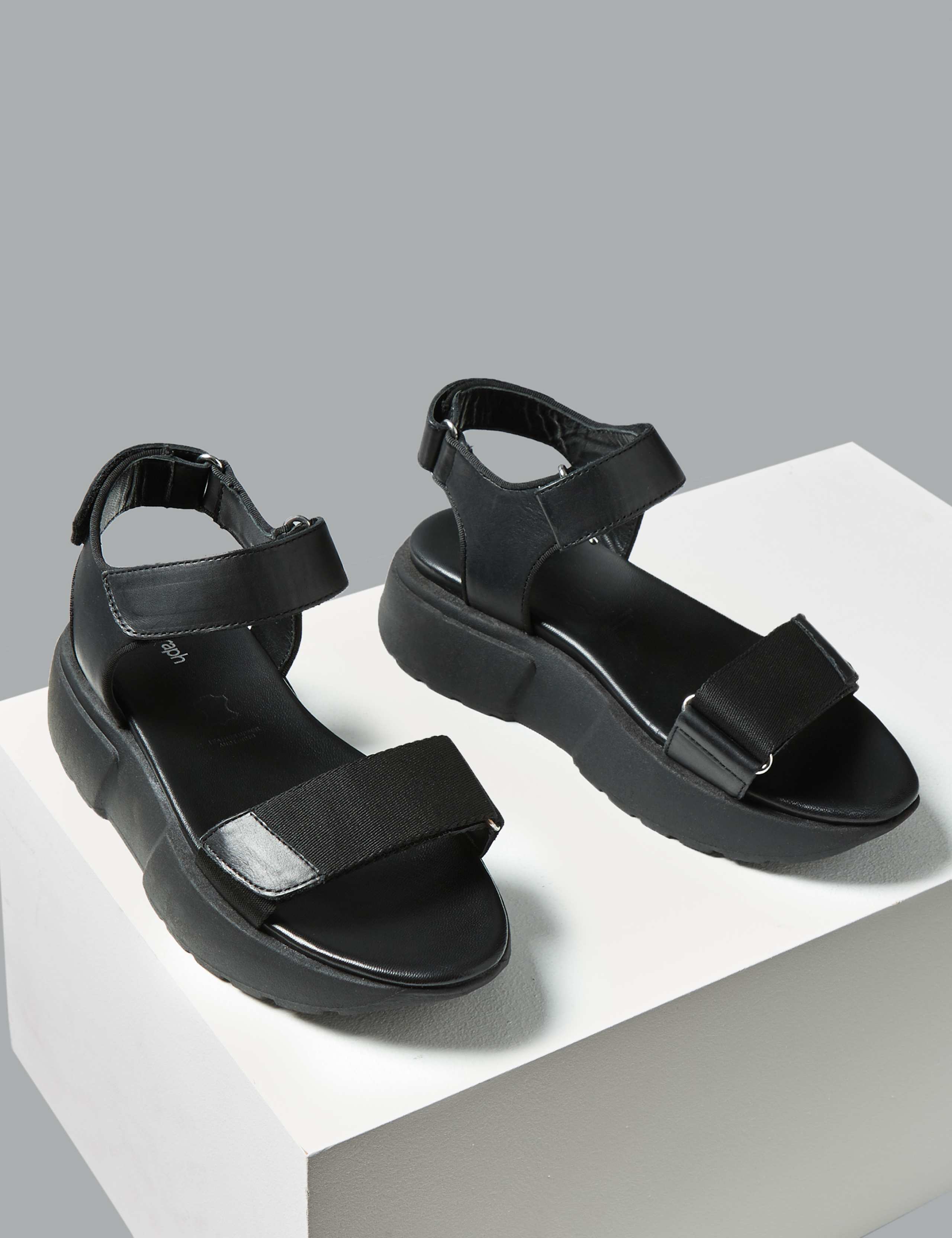 Leather Flatform Two Band Sandals 2 of 4