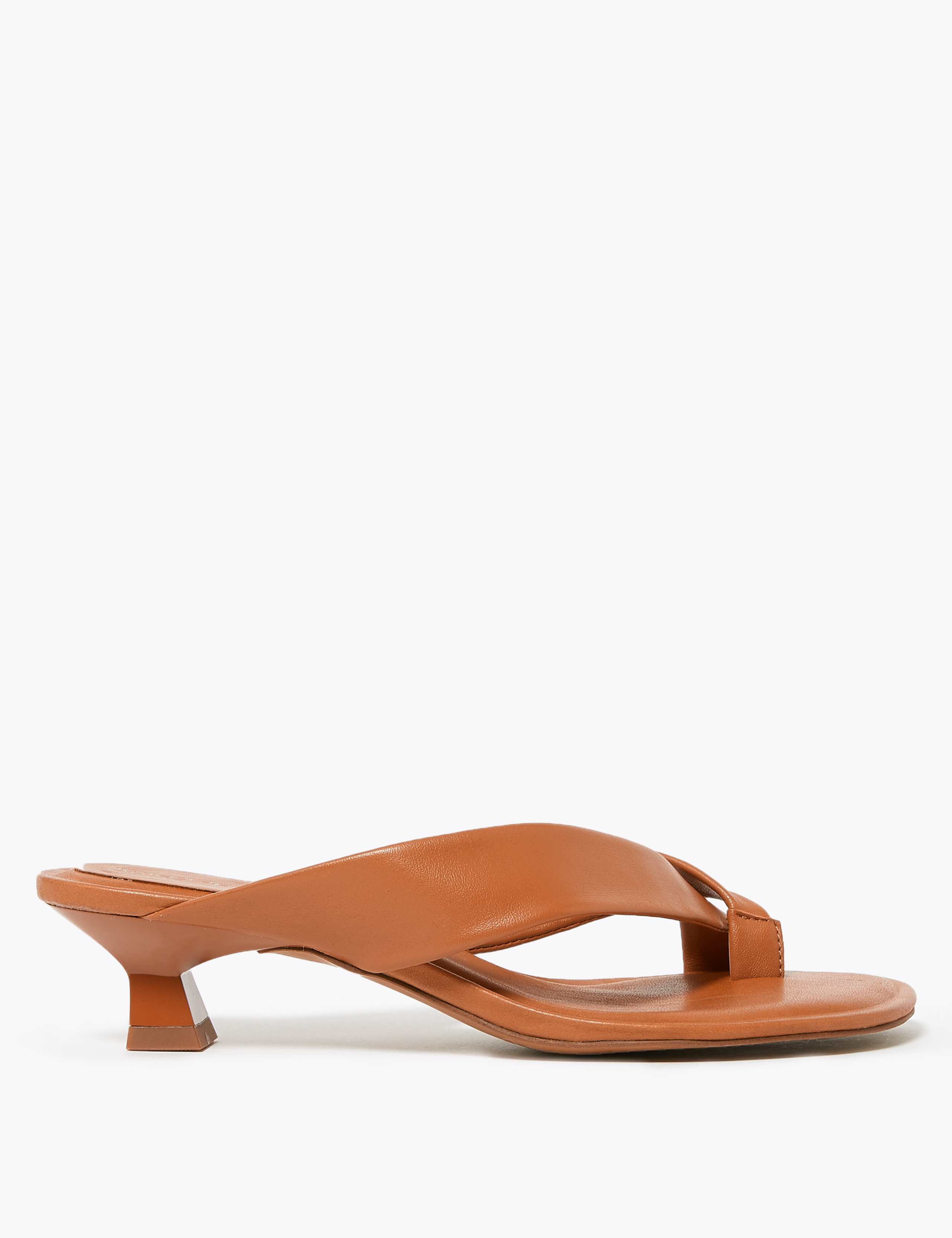 Leather Kitten Heel Toe Loop Sandals 2 of 5