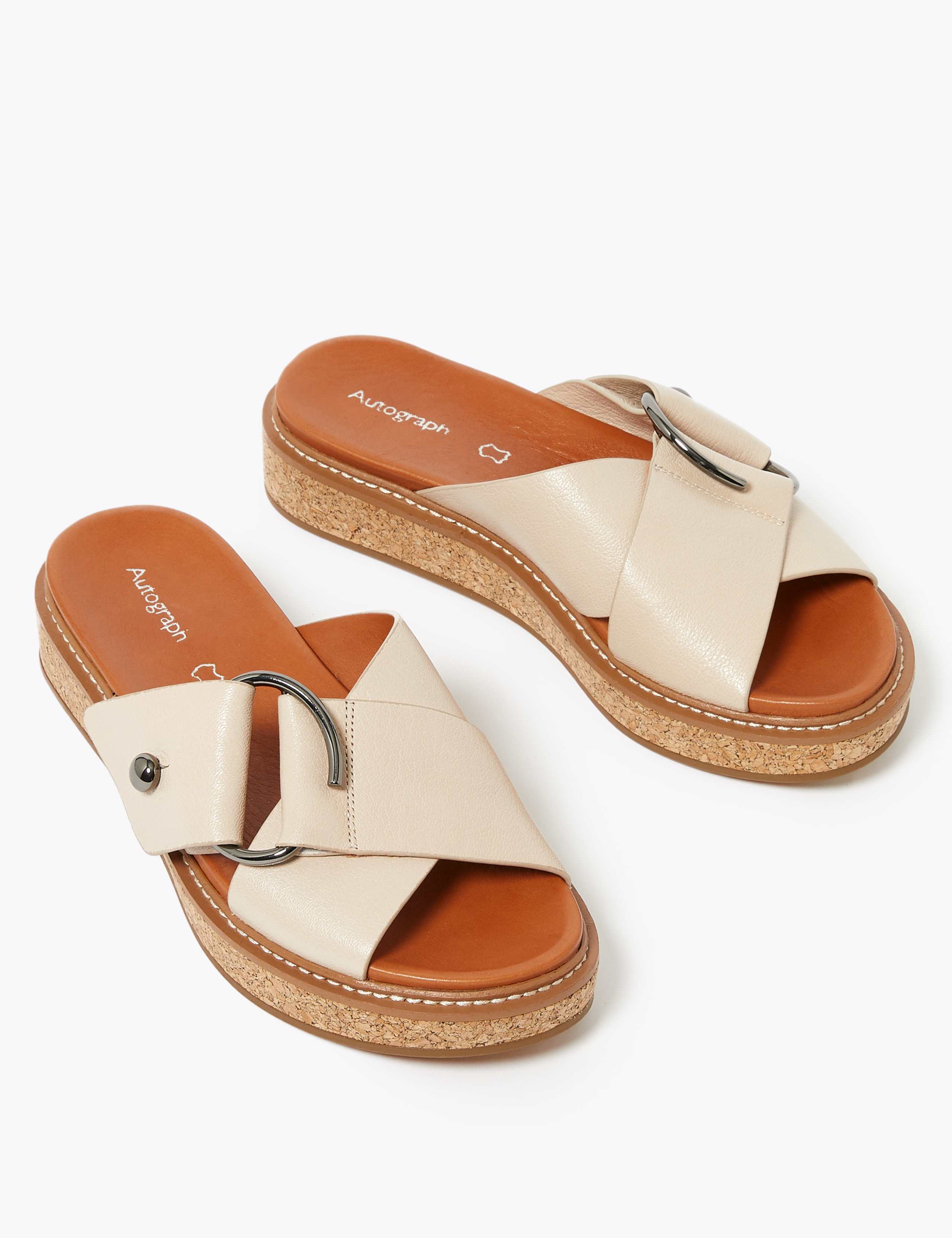 Leather Ring Detail Footbed Sandals 3 of 5
