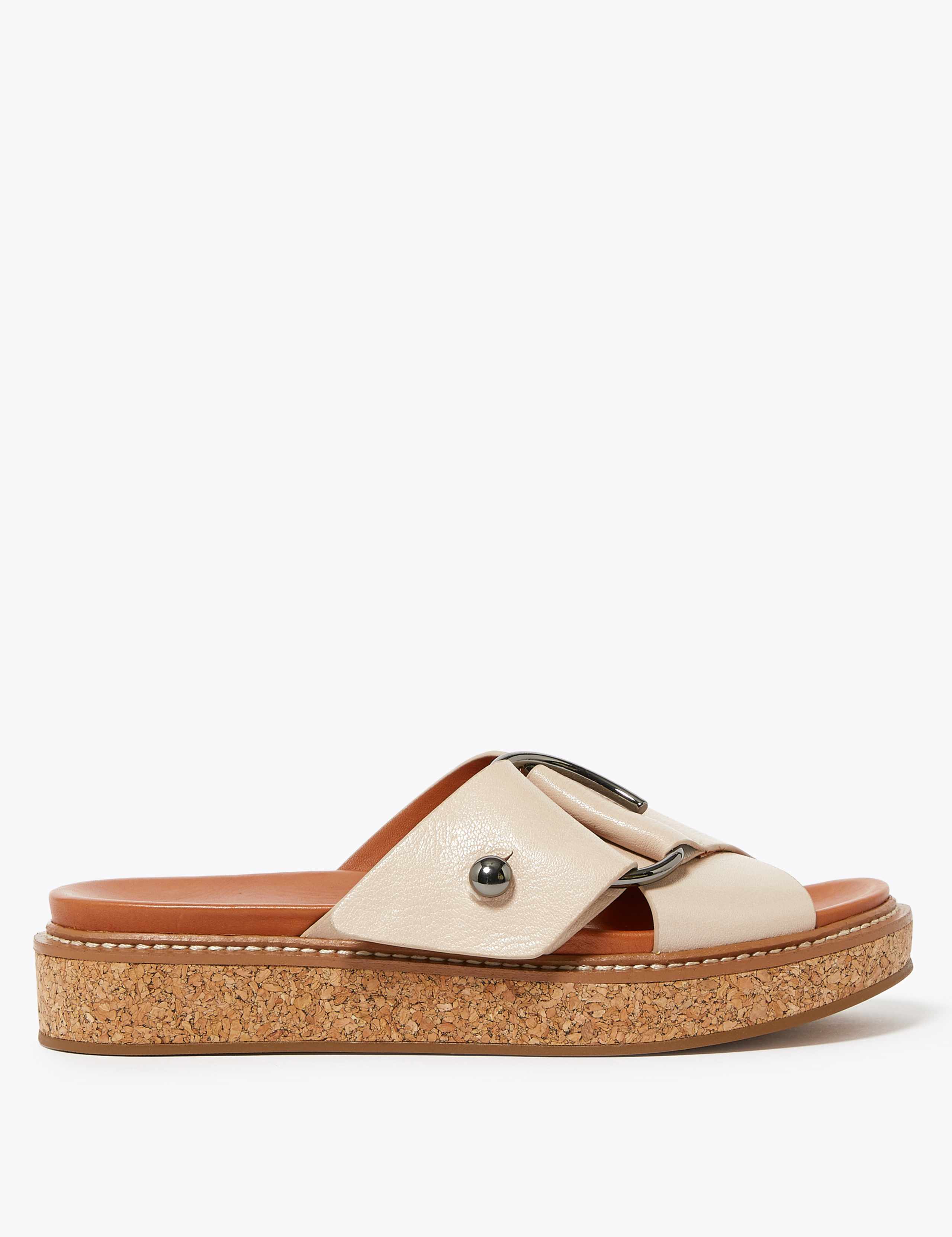 Leather Ring Detail Footbed Sandals 2 of 5