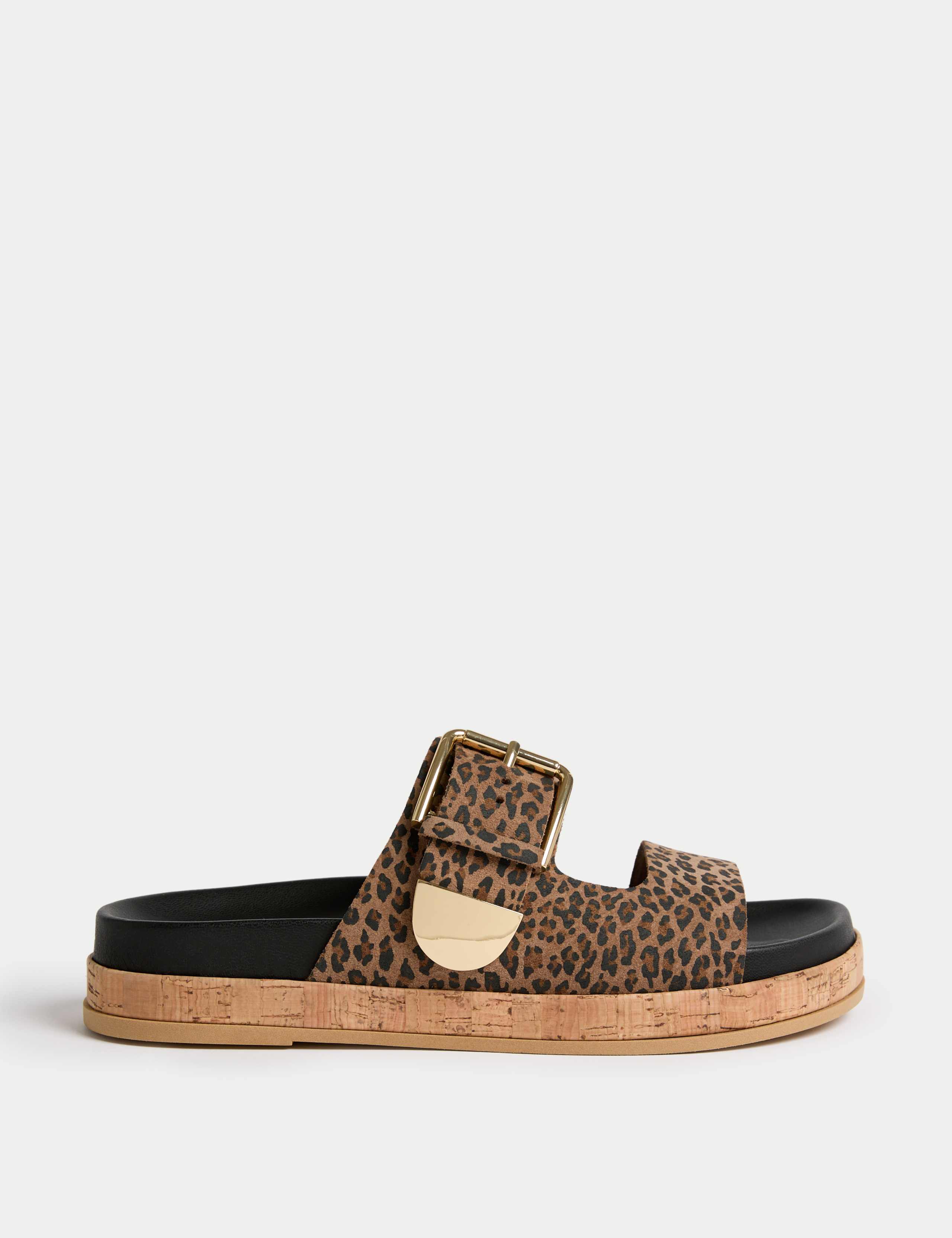 Suede Leopard Print Flatform Sandals 1 of 3