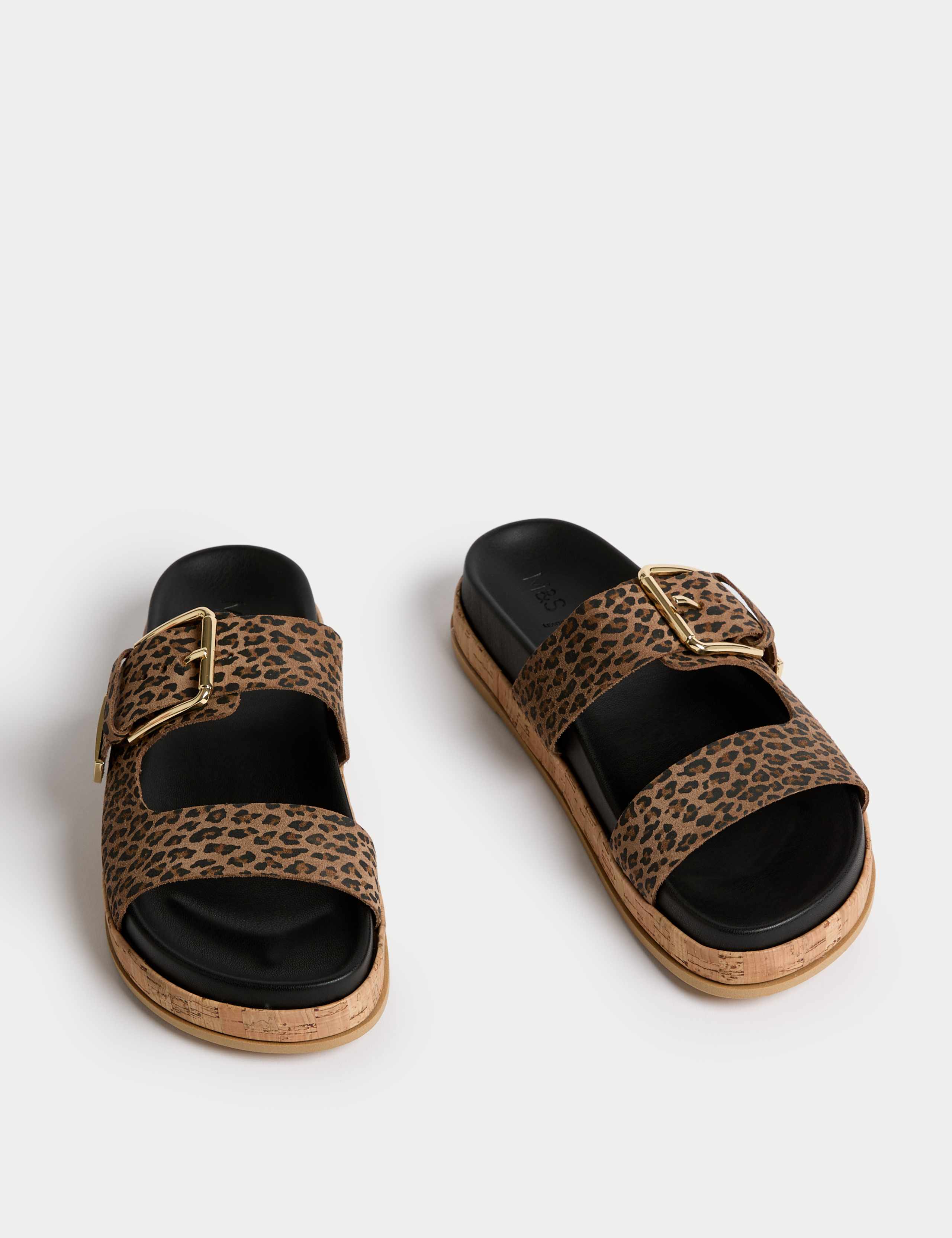 Suede Leopard Print Flatform Sandals 2 of 3
