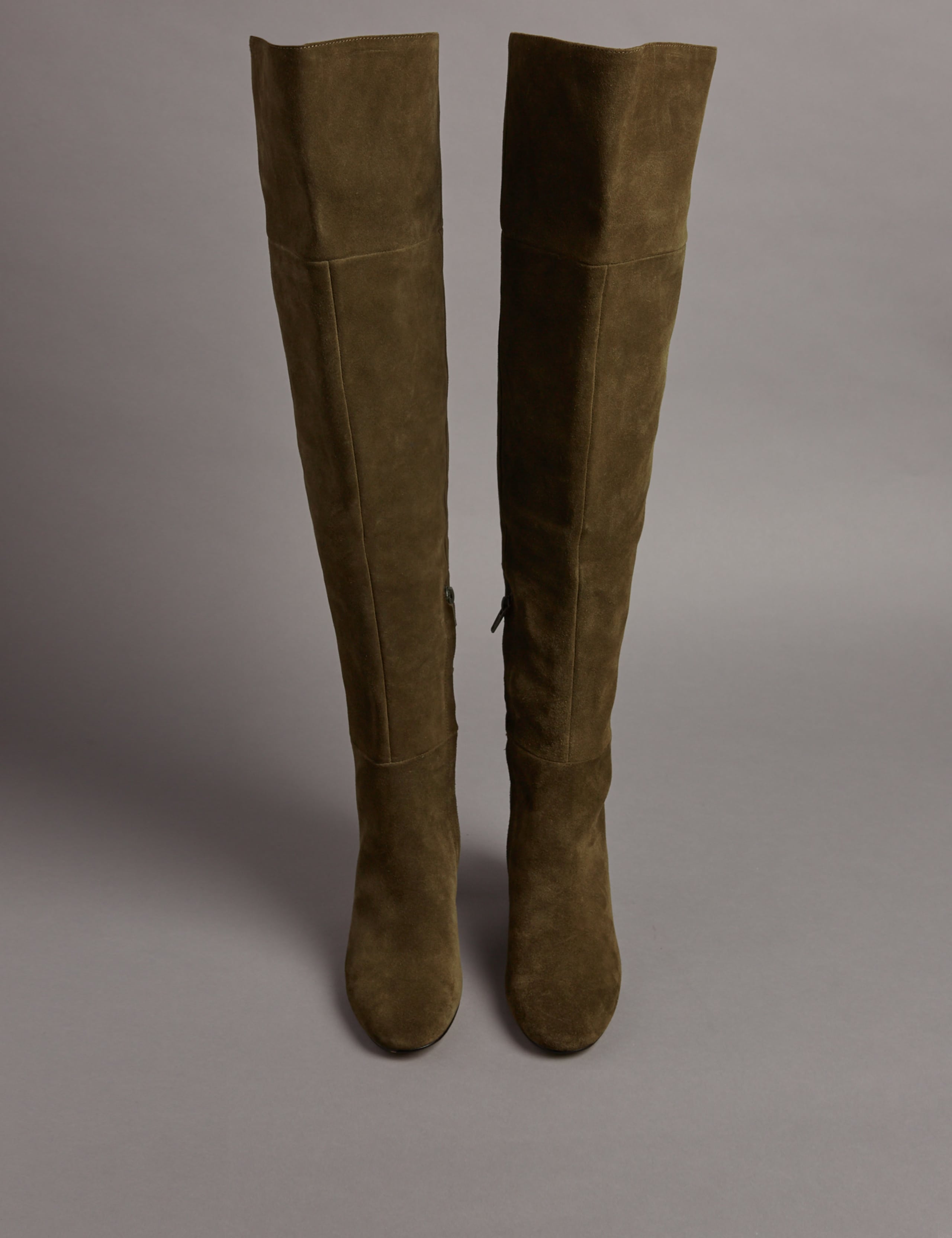 Suede Block Heel Over the Knee High Boots 4 of 6