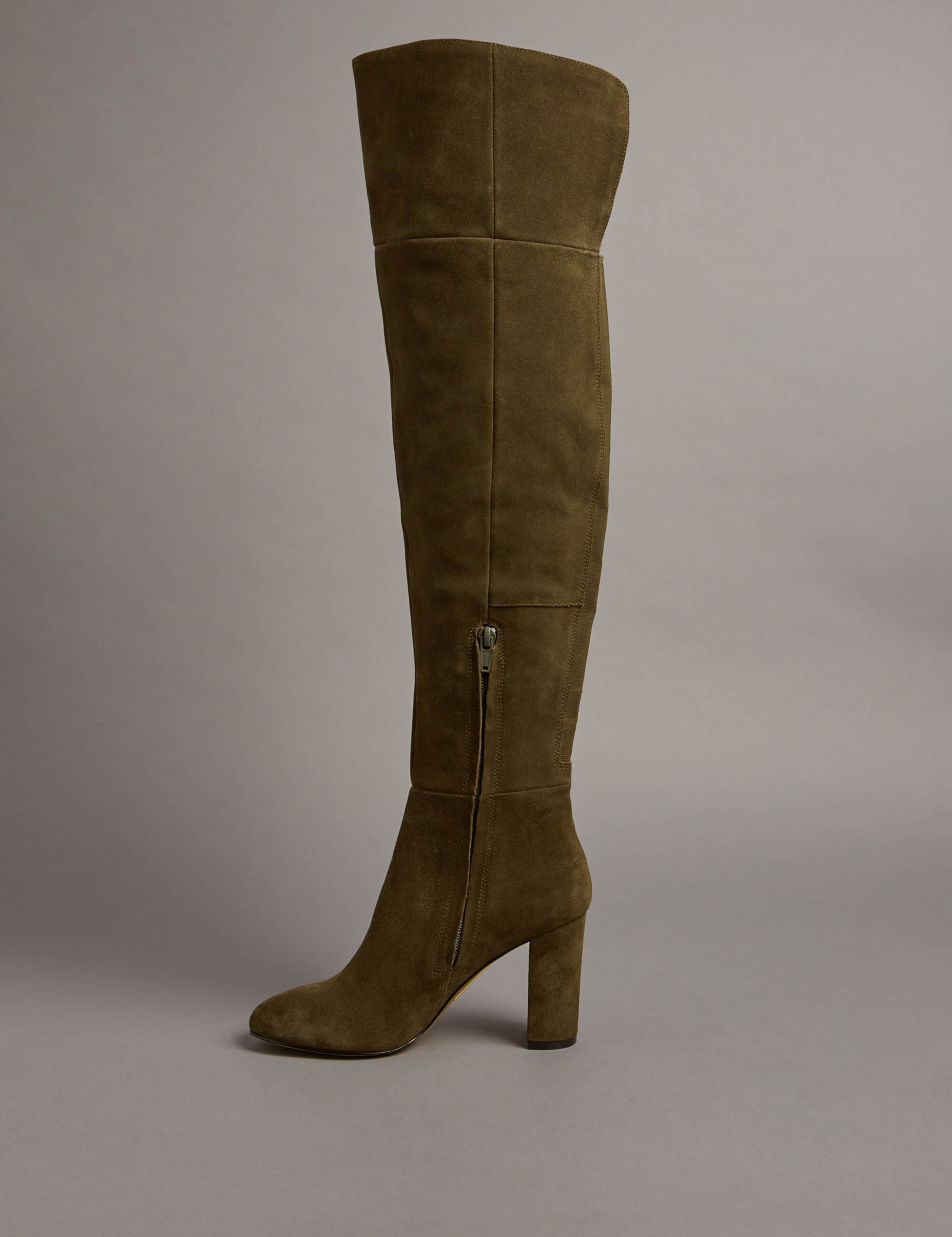 Suede Block Heel Over the Knee High Boots 5 of 6