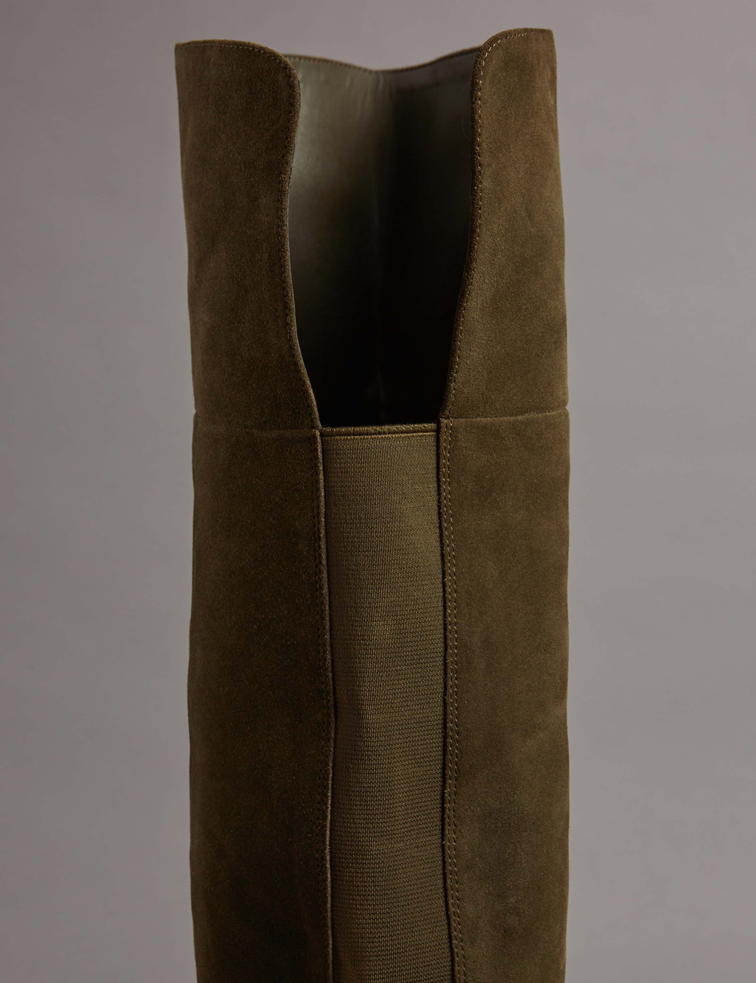 Suede Block Heel Over the Knee High Boots 6 of 6
