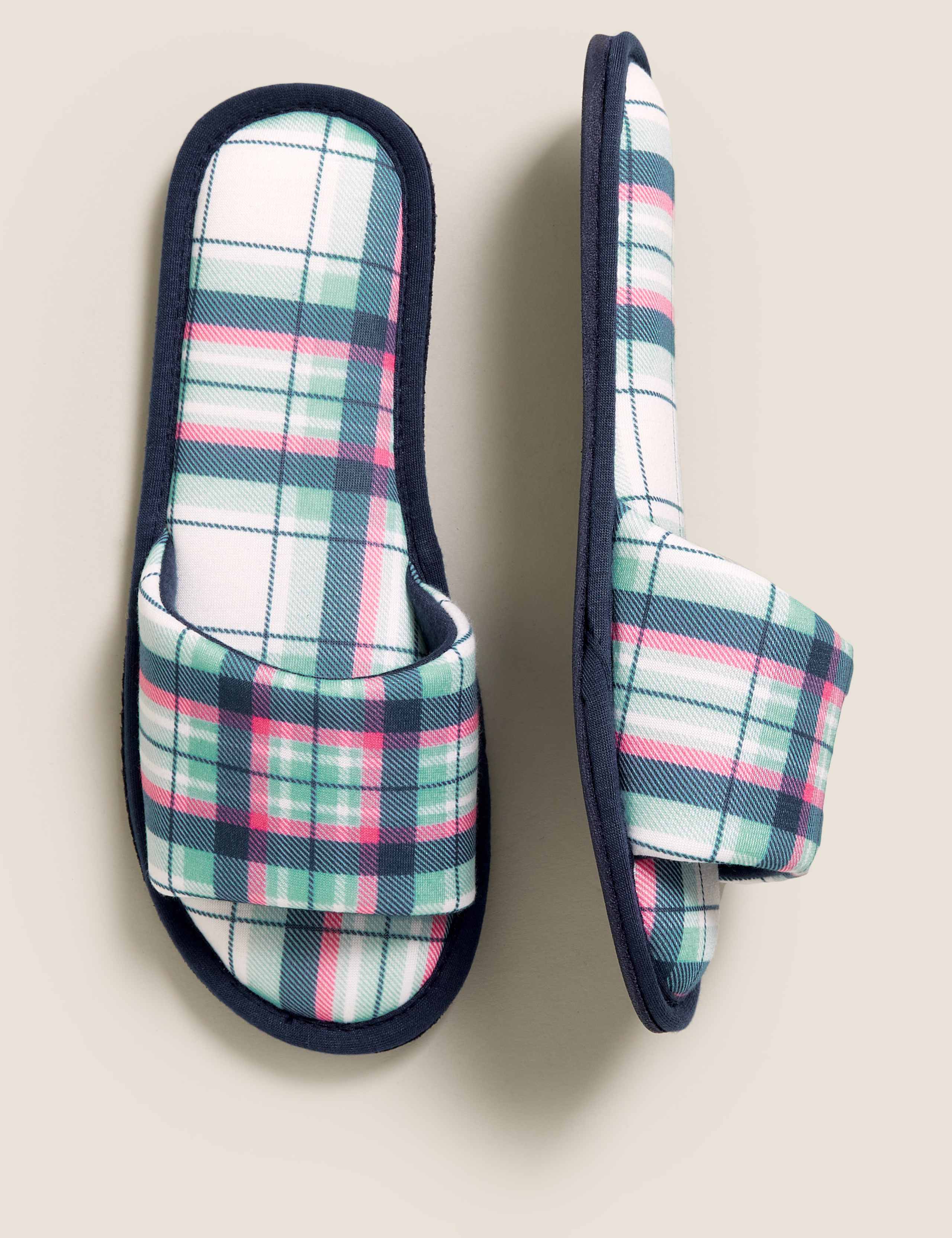 Checked Open Toe Mule Slippers 3 of 5