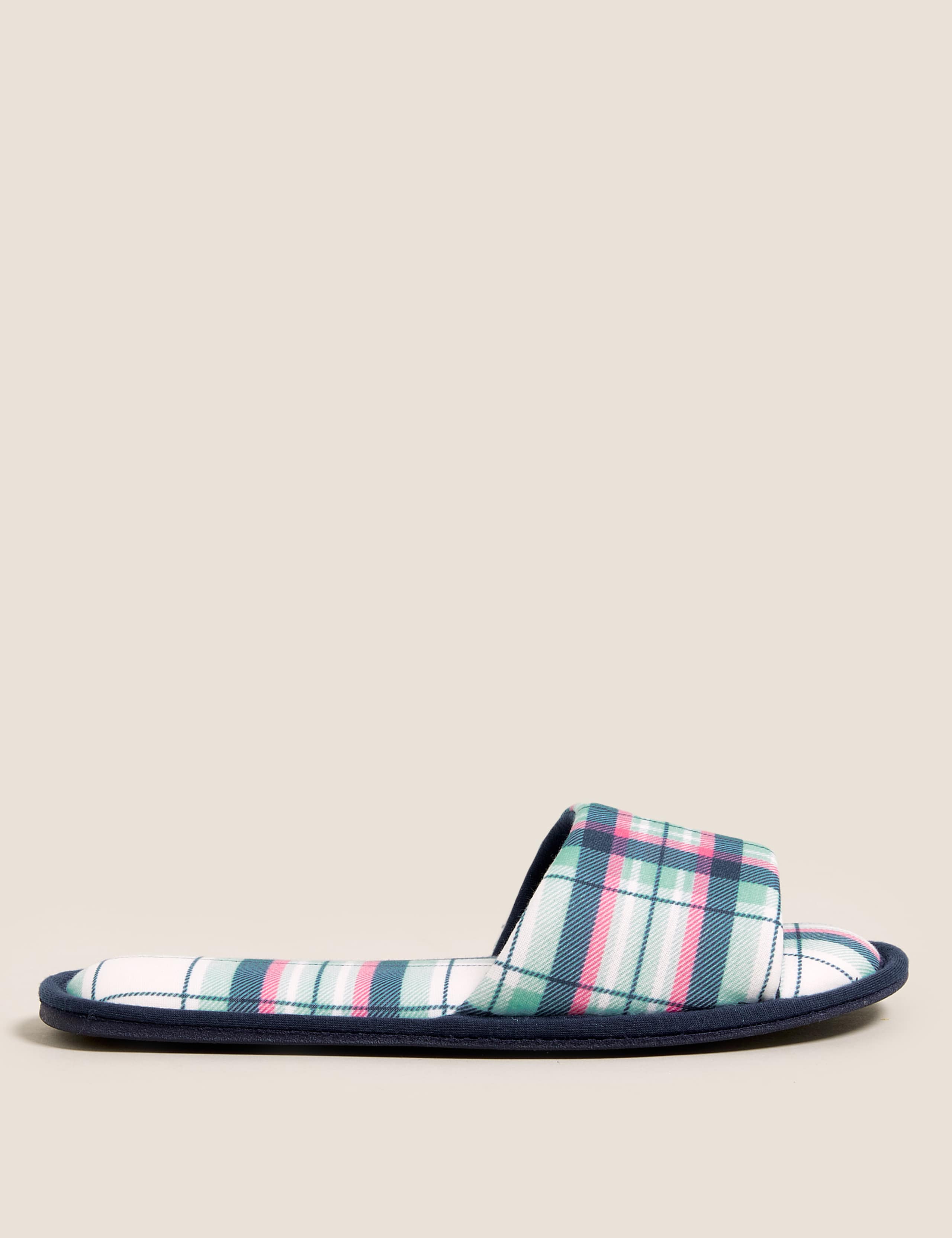Checked Open Toe Mule Slippers 5 of 5