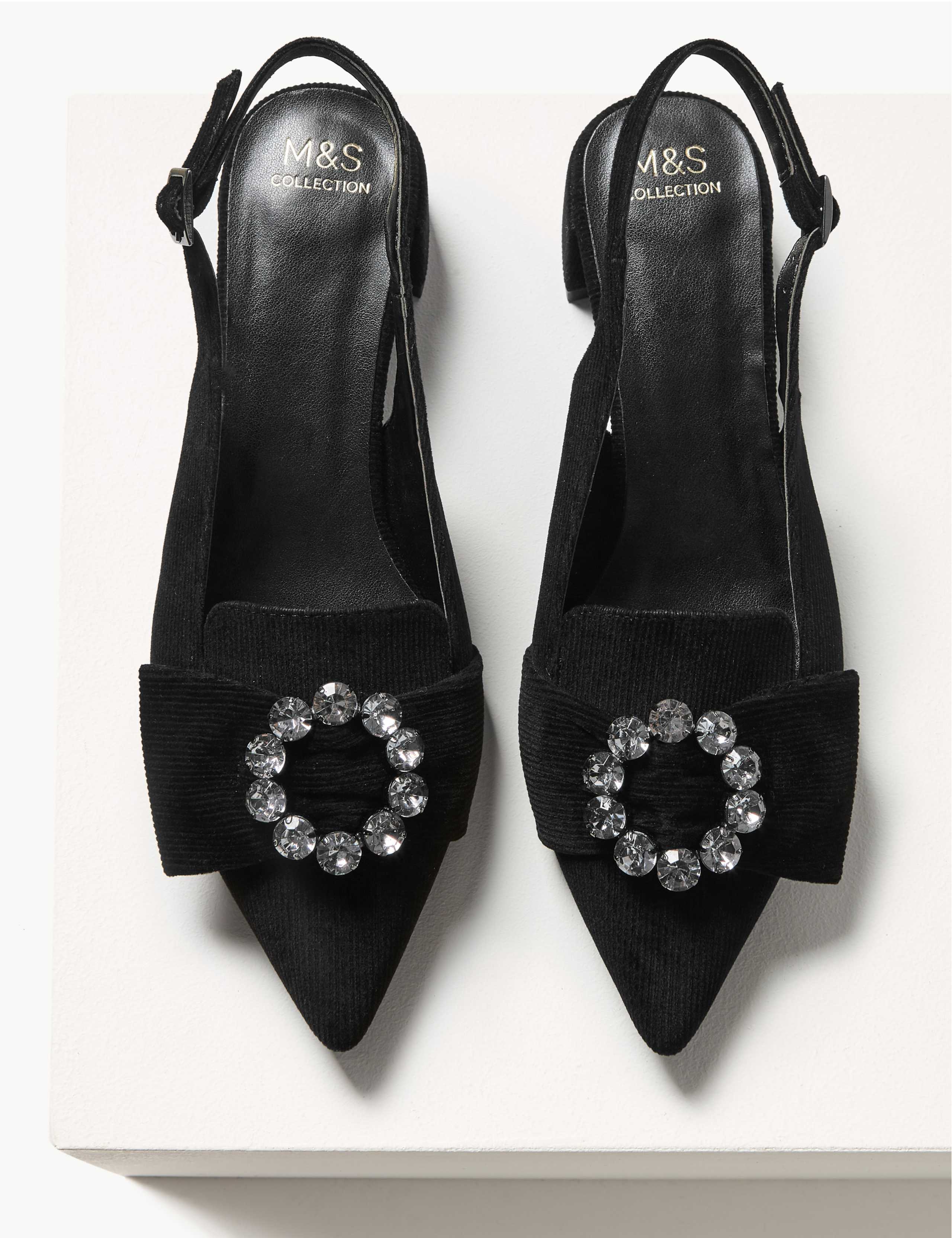 Jewel Block Heel Slingback Court Shoes 4 of 6