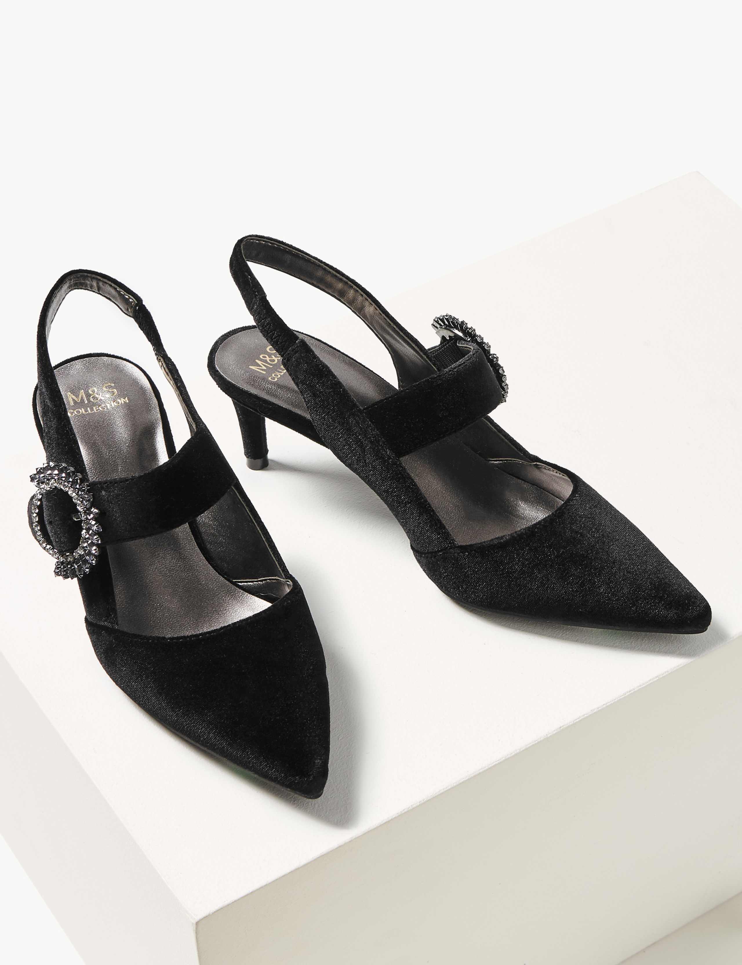 Kitten Heel Buckle Slingback Court Shoes 3 of 6