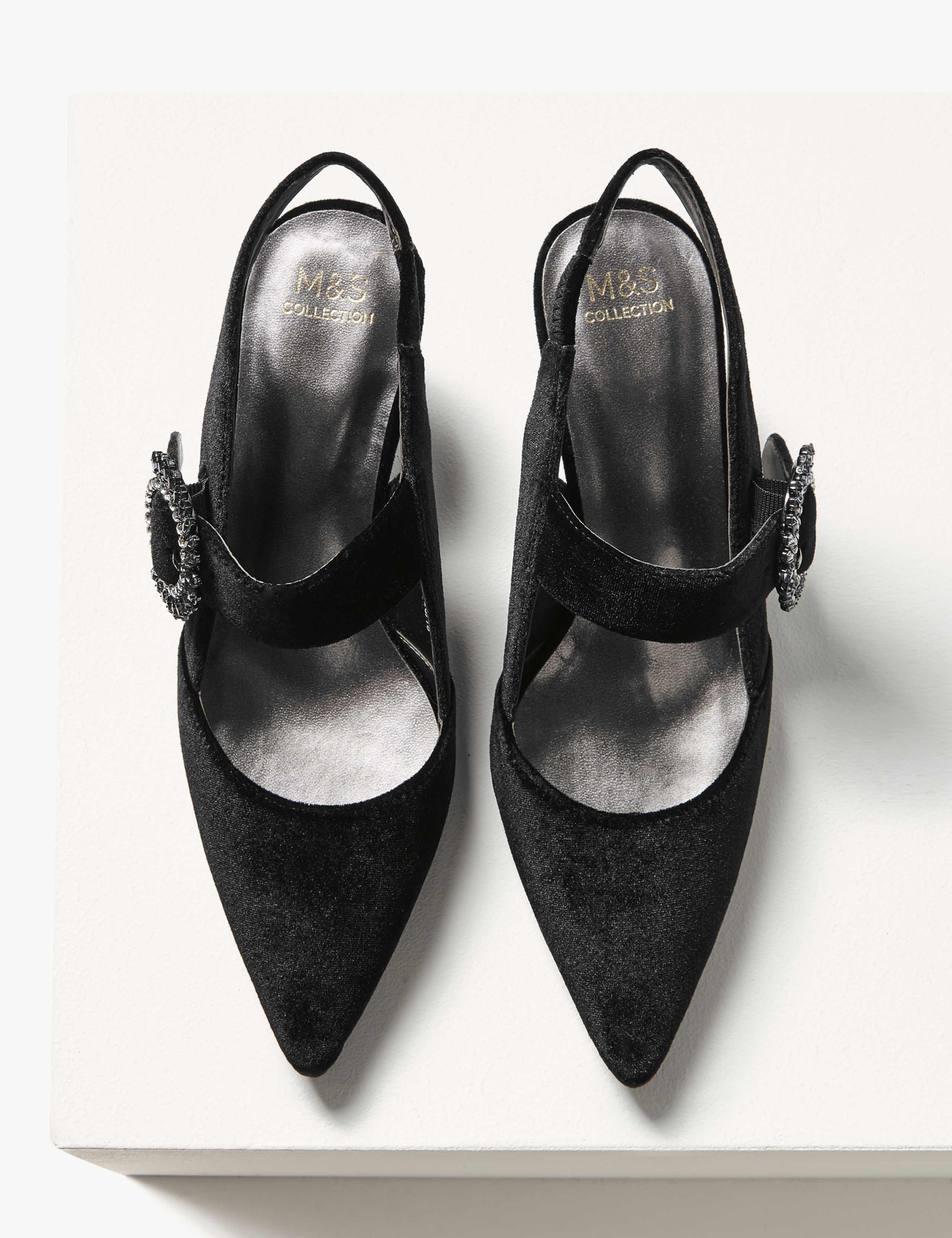 Kitten Heel Buckle Slingback Court Shoes 4 of 6