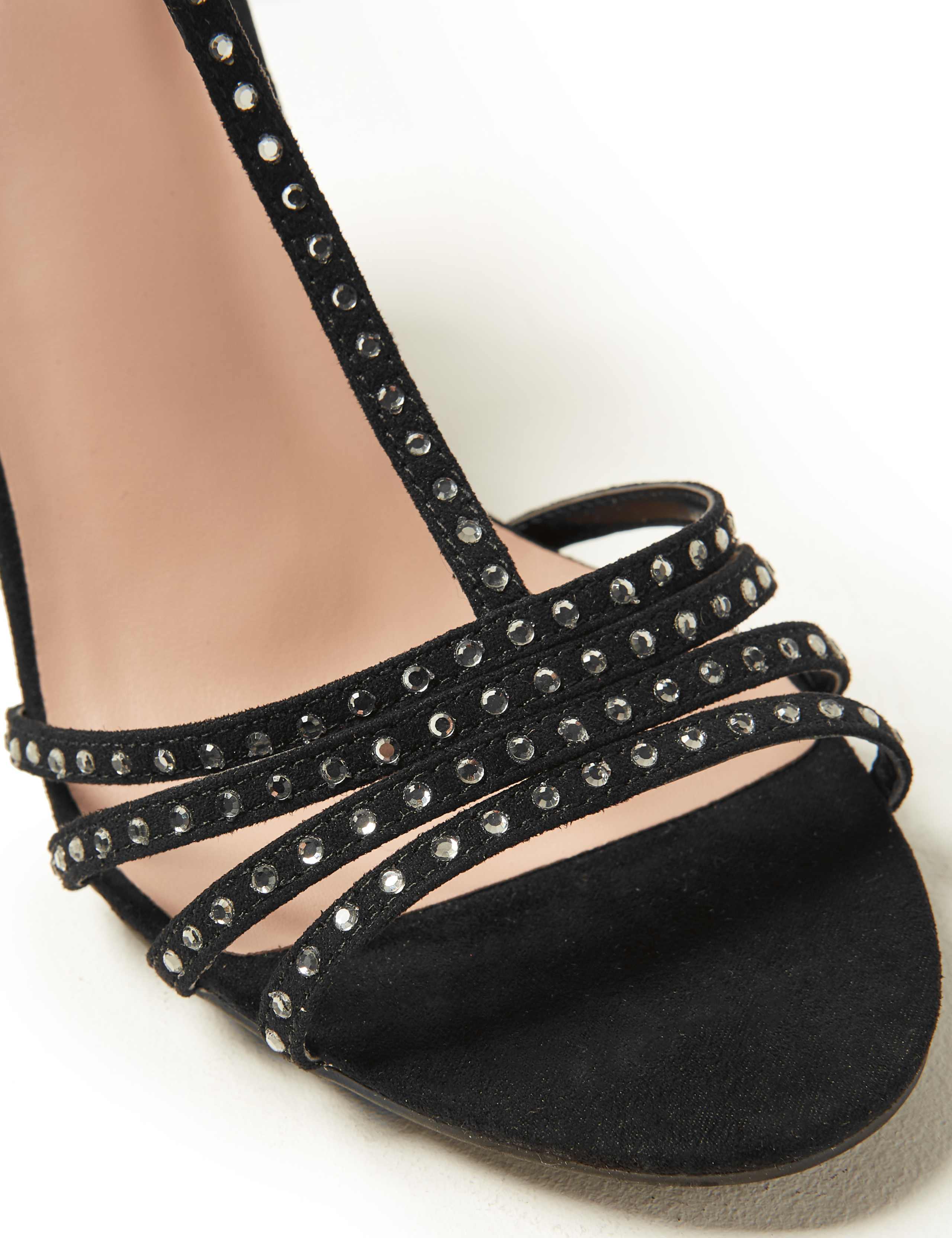 Block Heel Diamanté T-Bar Sandals 4 of 5