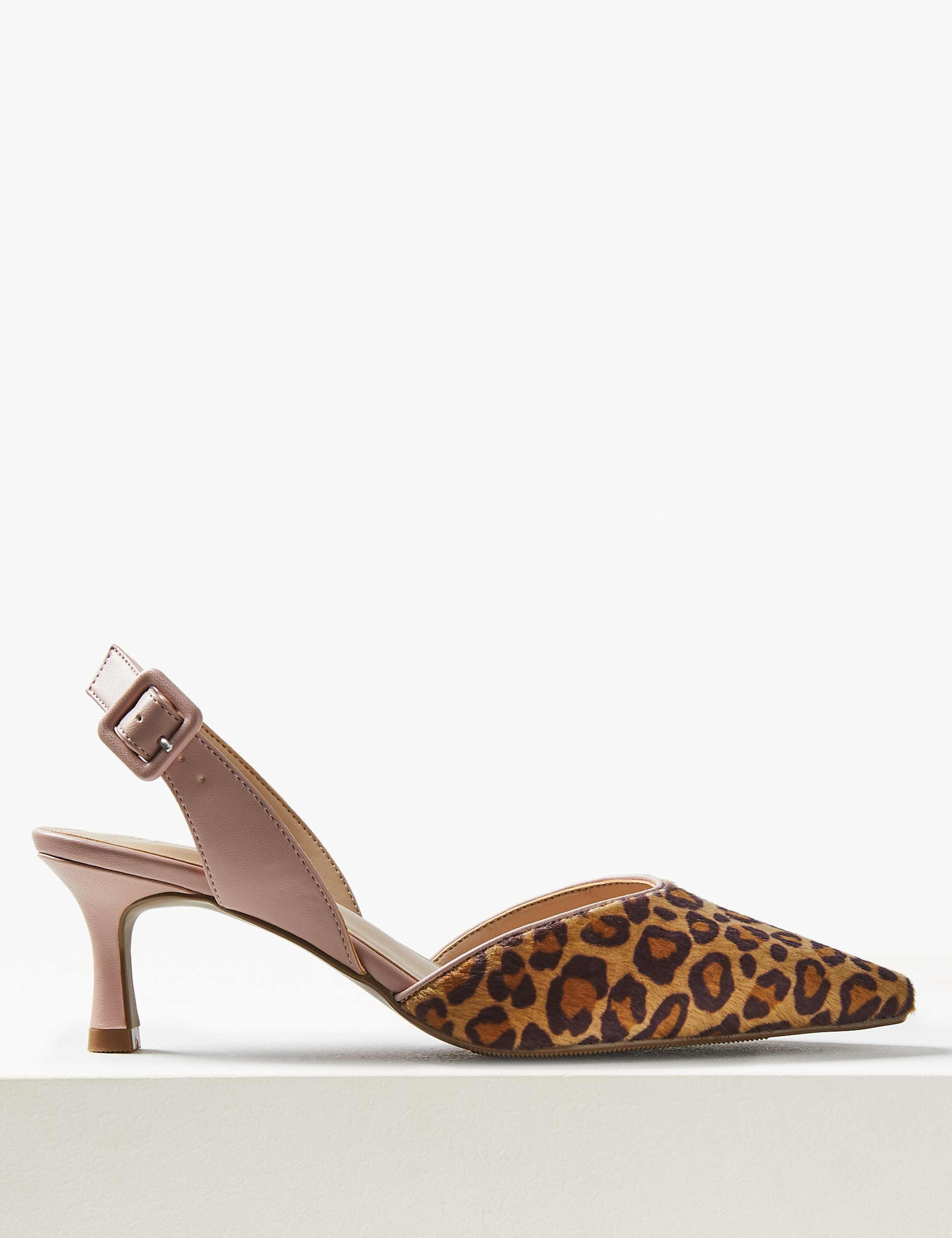 Animal Print Kitten Heel Slingback Shoes 2 of 5