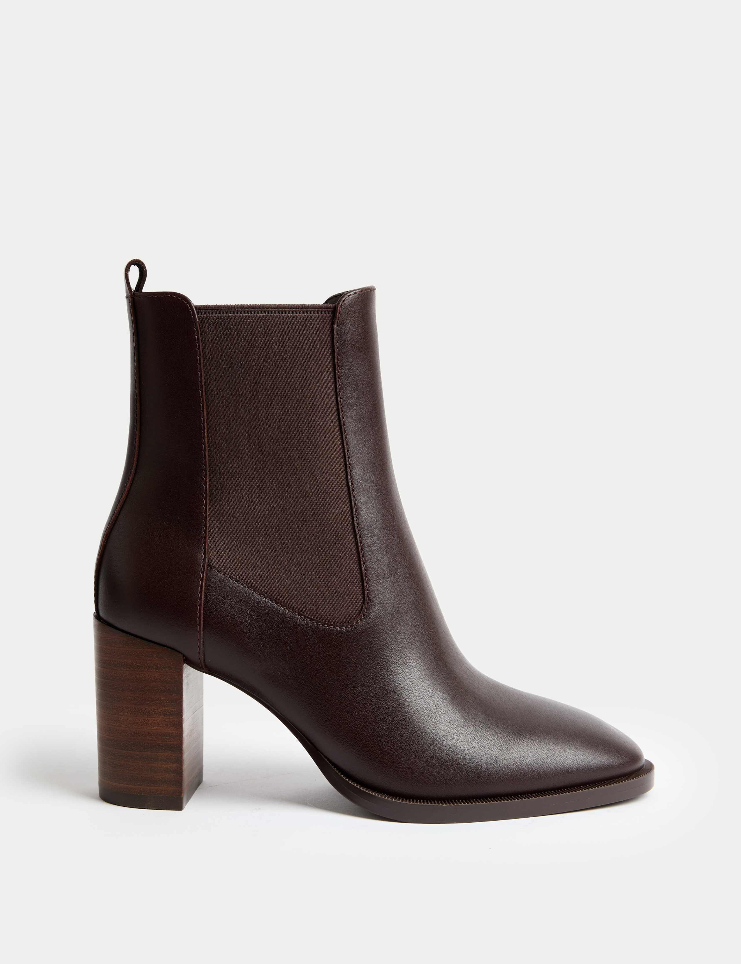 Leather Chelsea Block Heel Ankle Boots 1 of 3