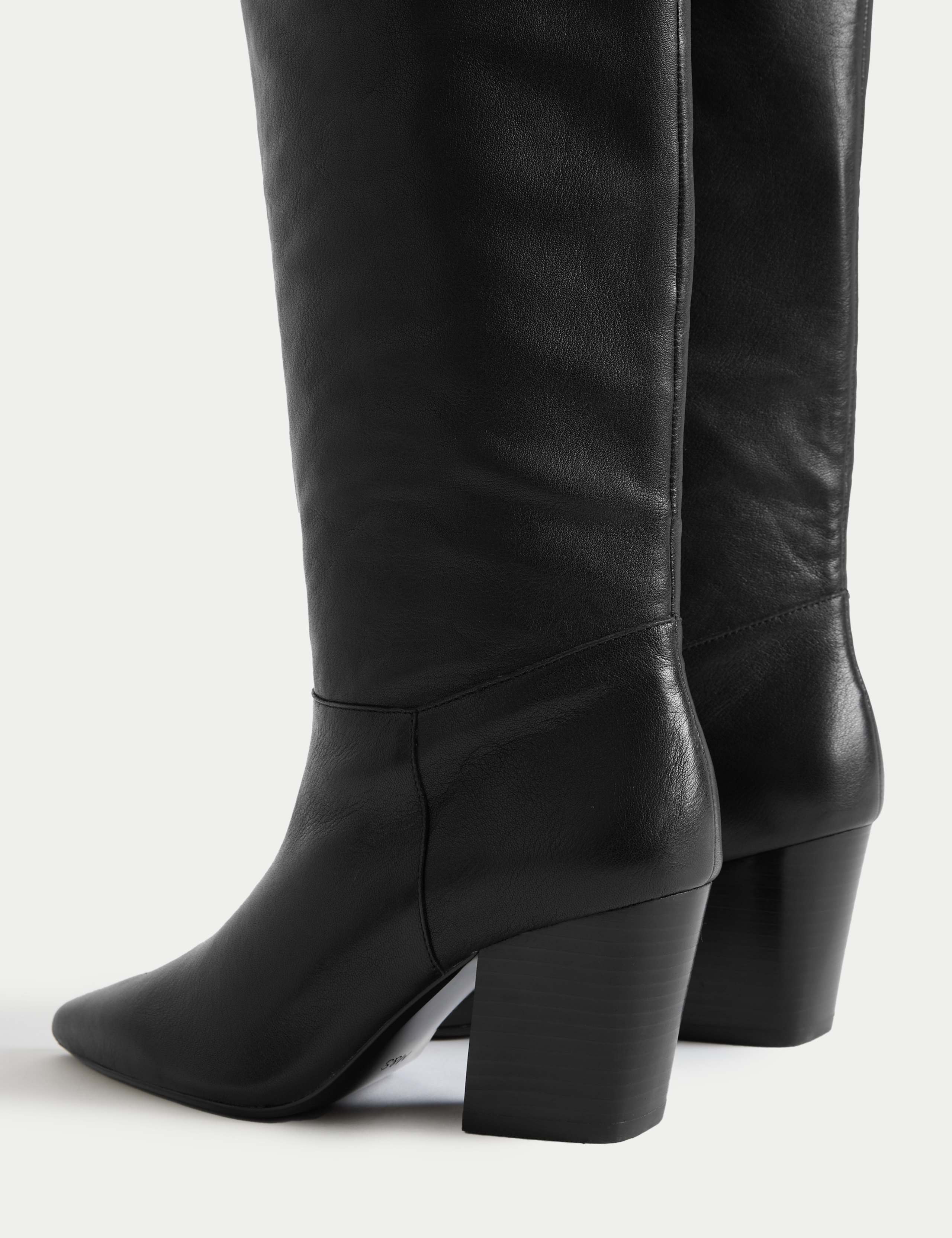 Leather Pointed Knee High Boots 3 of 3