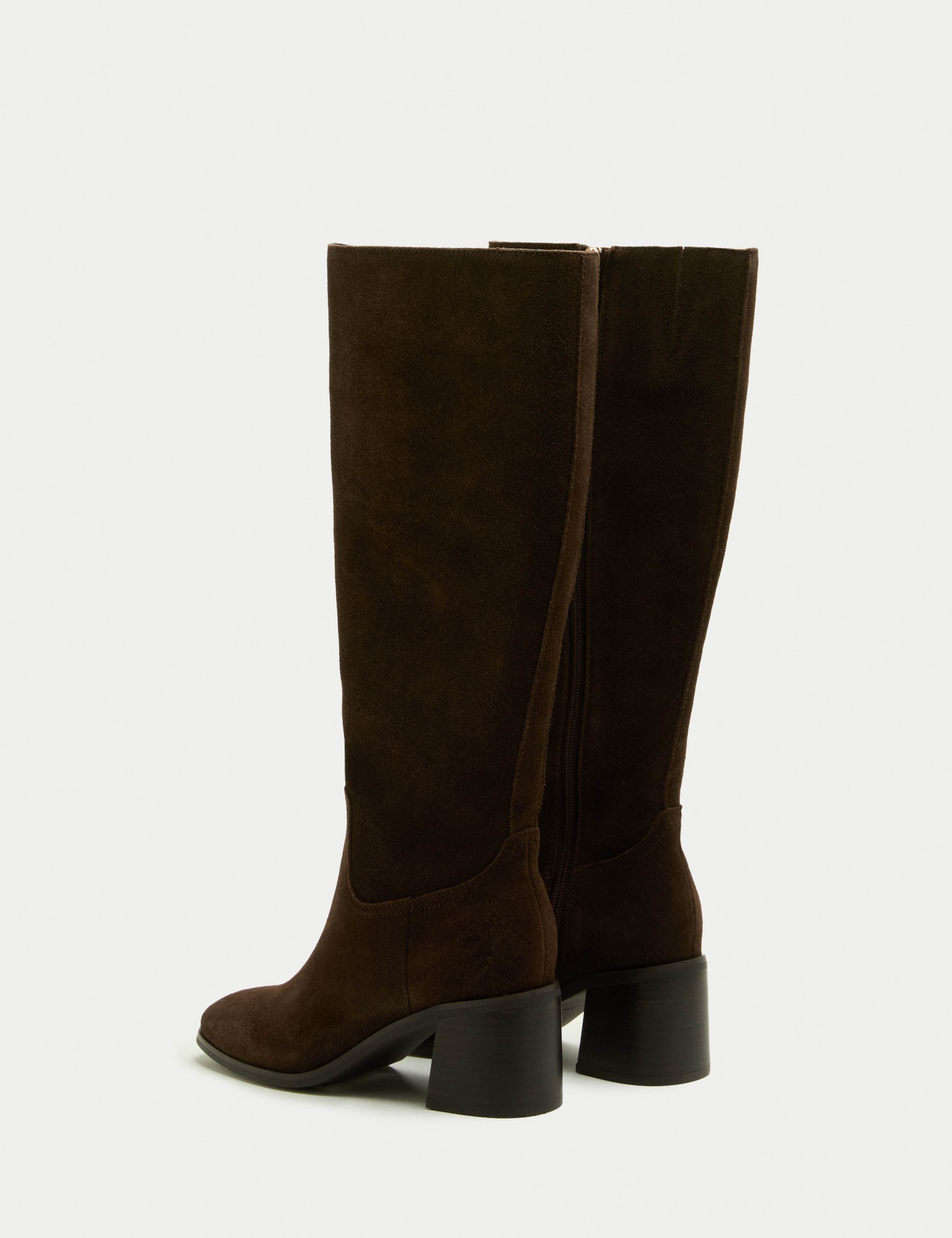 Suede Block Heel Knee High Boots 2 of 3