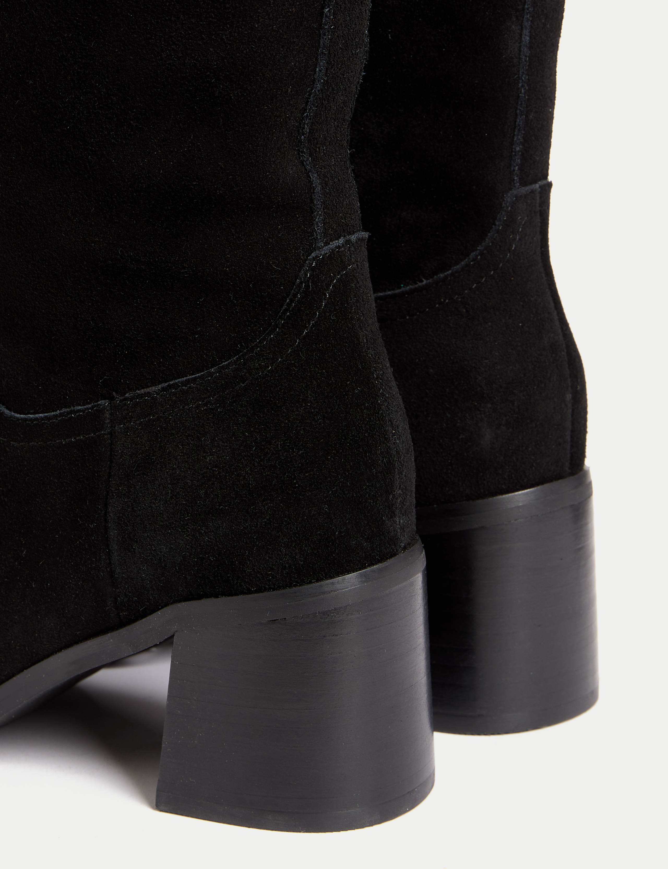 Wide Fit Suede Block Heel Knee High Boots 3 of 3